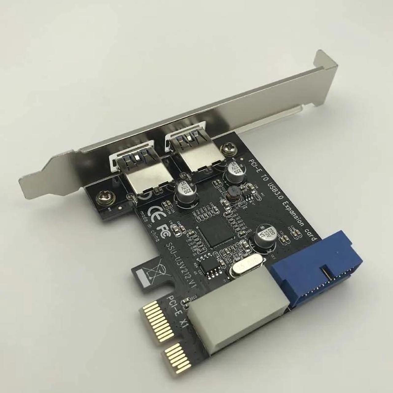 5Gbps USB 3.0 PCI E Expansion Card Adapter External 2 Port USB3.0 Hub Internal 19pin Header PCI E Card 4pin IDE Power Connector