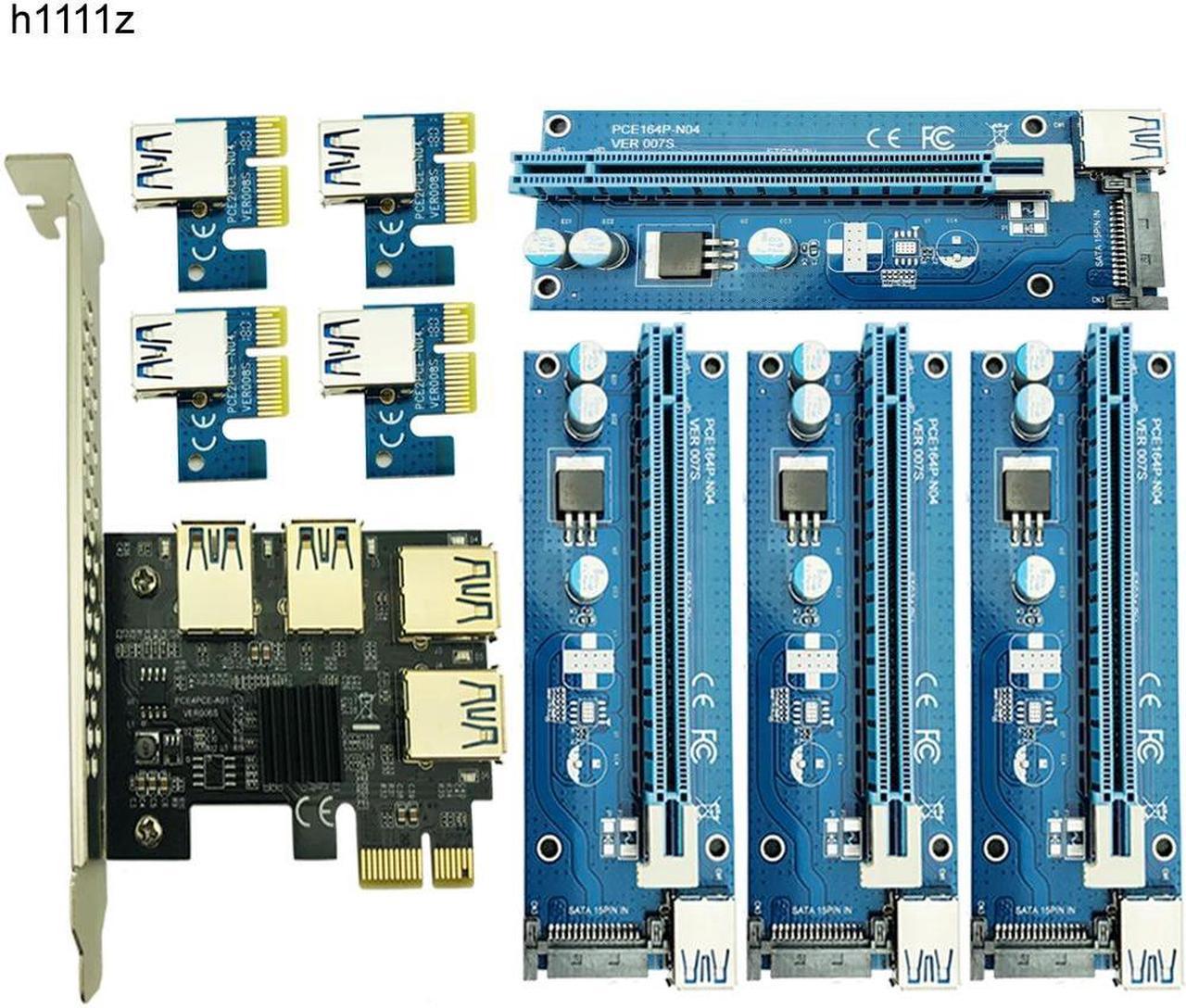 add on card PCIe 1 to 4 PCI express 16X Riser Mining Card PCI E 1X to External 4 PCI e slot SATA Power Supply for BTC Miner Antminer Mining