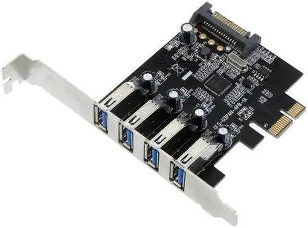 4 Port SuperSpeed USB 3.0 PCI Express Controller Card Adapter 15 pin SATA Power Connector Low Profile