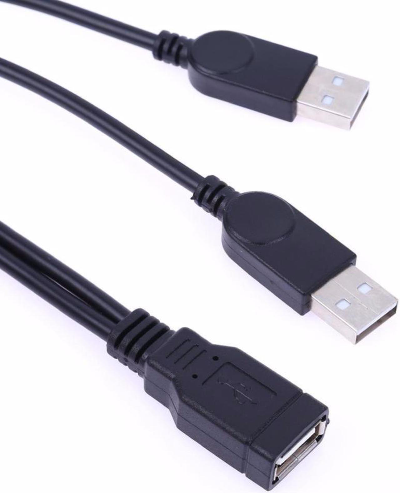 Dual USB 2.0 A Male to USB Female Splitter Extension Cable