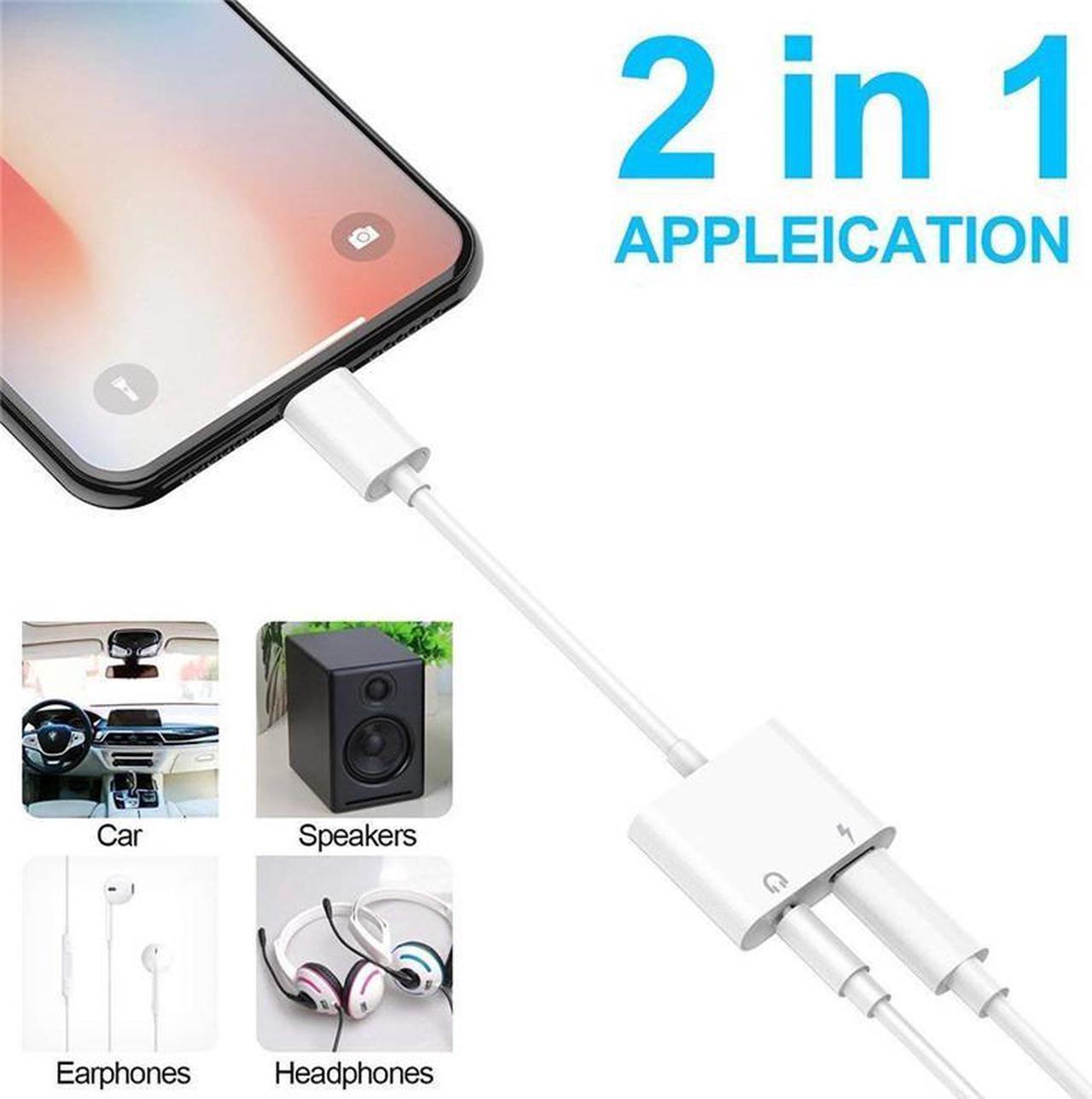 Alt view image 12 of 13 - 3.5 mm Headphone Jack Adapter For iPhone 7 8 Plus X XR XS MAX 2 in 1 Earphone Splitter Dongle Aux Audio Adaptor Charger