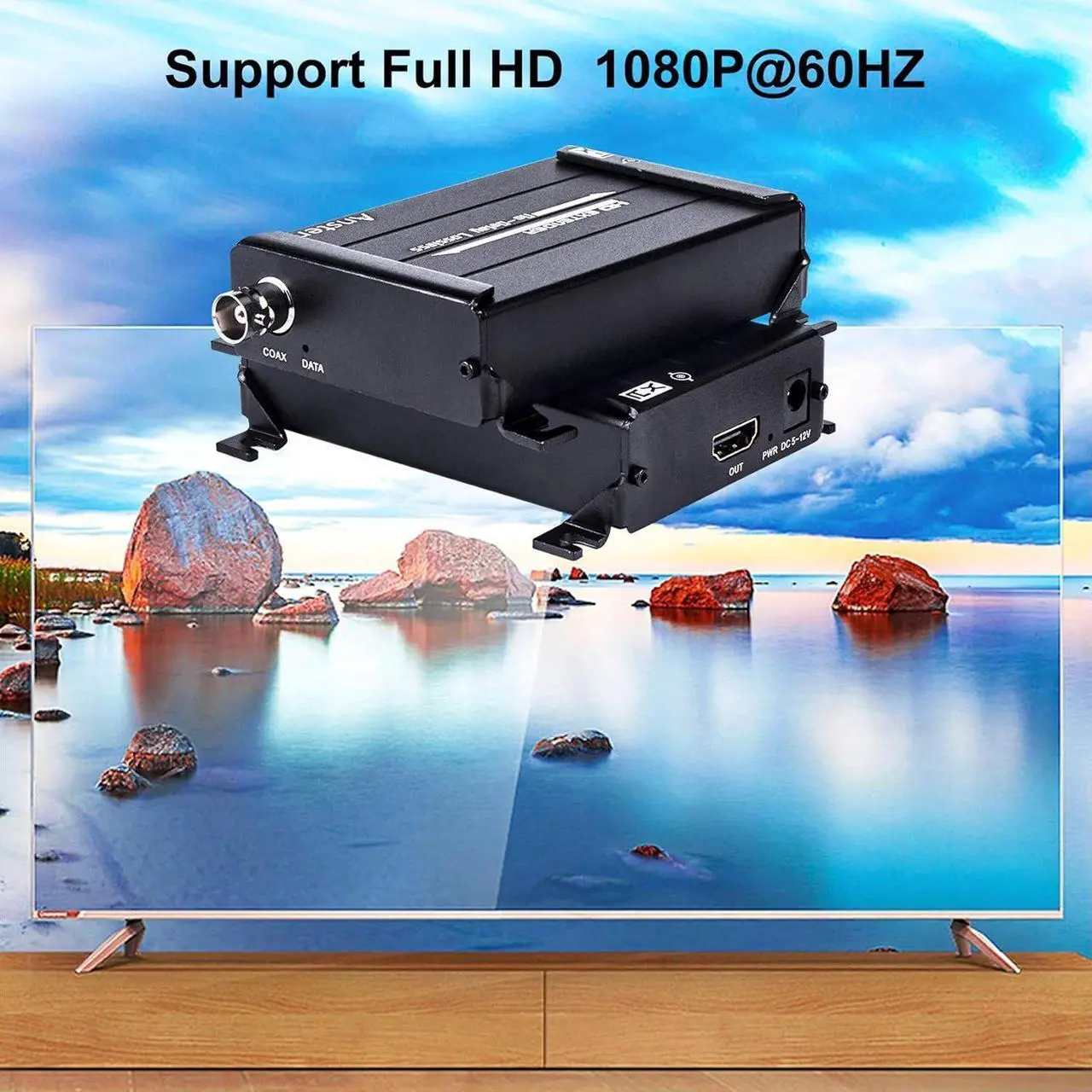 Alt view image 3 of 7 - HDMI Over Coax Extender, HDMI Transmitter and Receiver Support 1080P Full HD HDMI Signal Lossless No Delay, Up to 300 M / 984 FT HDMI Extender Via Coaxial Cable, for DVR and DVD Players(Black)