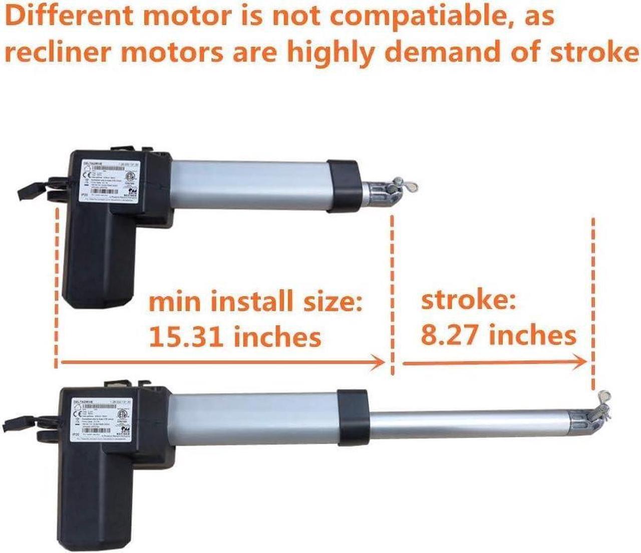 Alt view image 3 of 7 - Deltadrive Motor Actuator Model 1.28.000.131.30 Replacement Kit for Electric Recliner Lift Chair