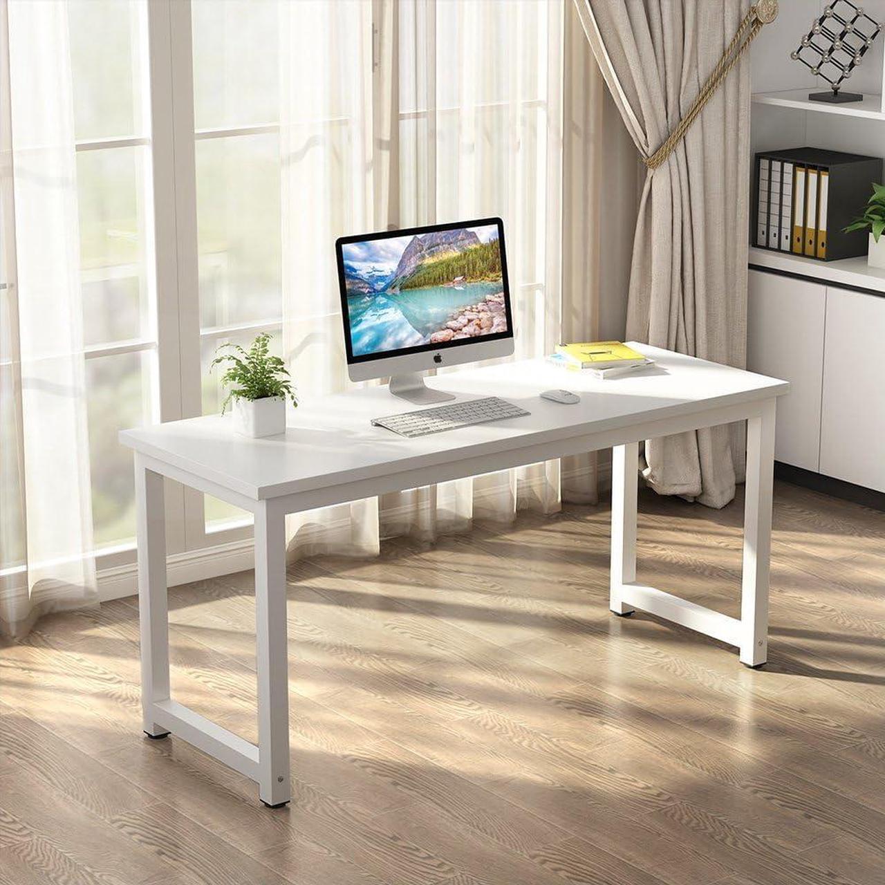 Alt view image 2 of 7 - Tribesigns Computer Desk, 63 inch Large Office Desk Computer Table Study Writing Desk for Home Office, White