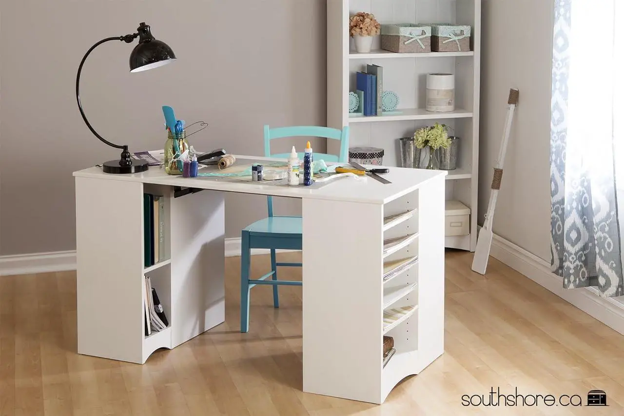 Alt view image 2 of 7 - South Shore Artwork Craft Table with Storage, Pure White