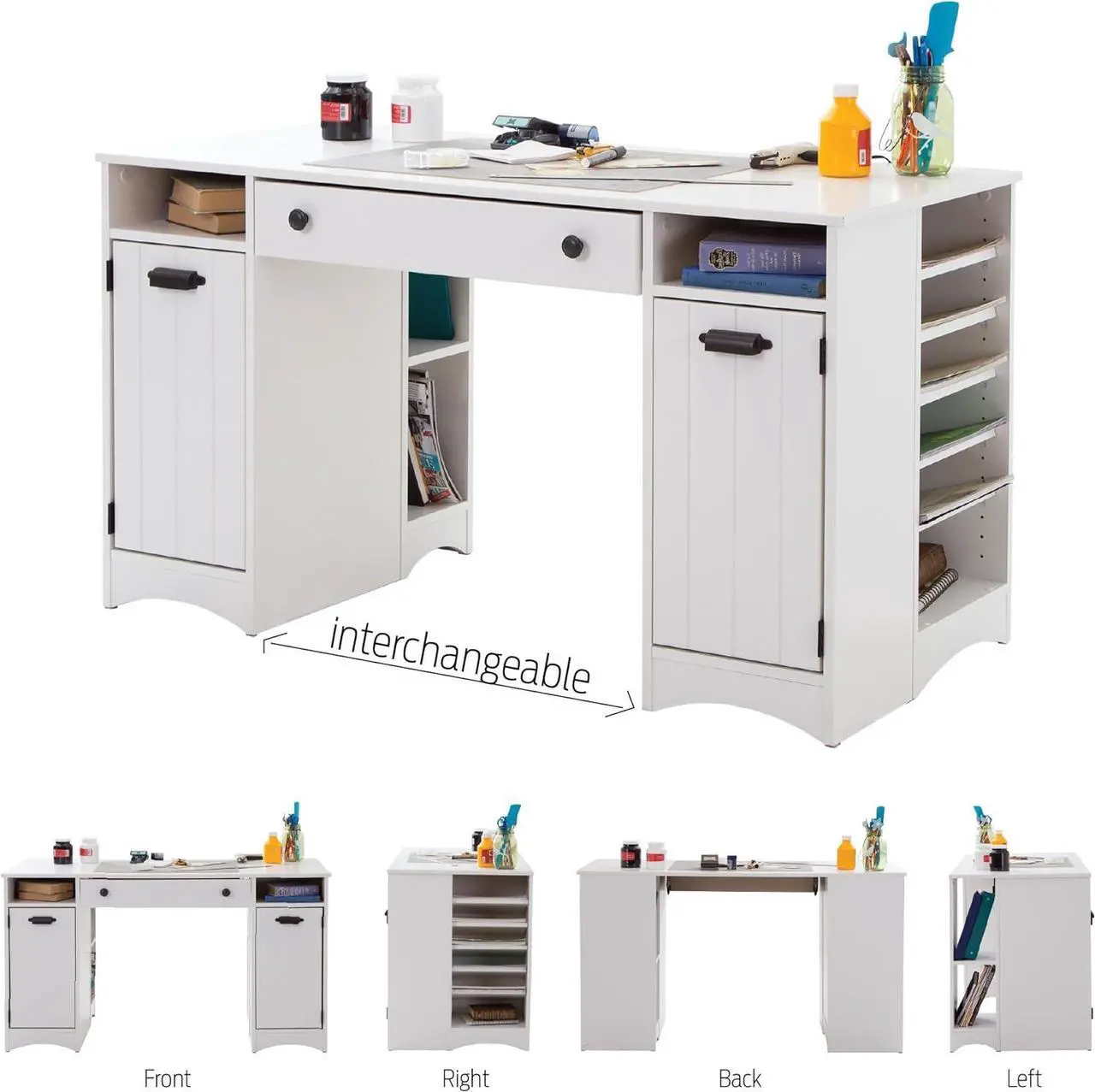 Alt view image 6 of 7 - South Shore Artwork Craft Table with Storage, Pure White