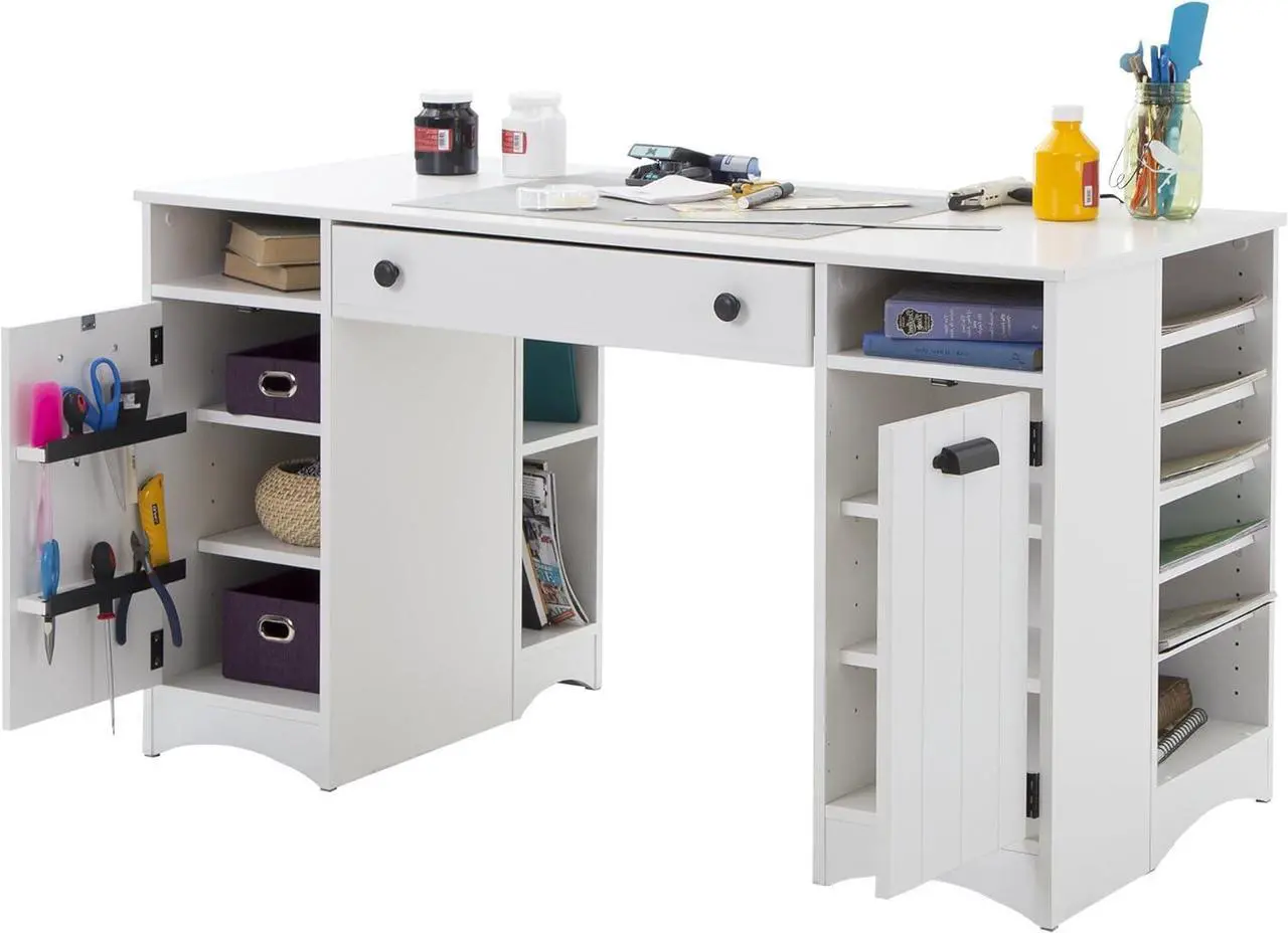 Alt view image 5 of 7 - South Shore Artwork Craft Table with Storage, Pure White