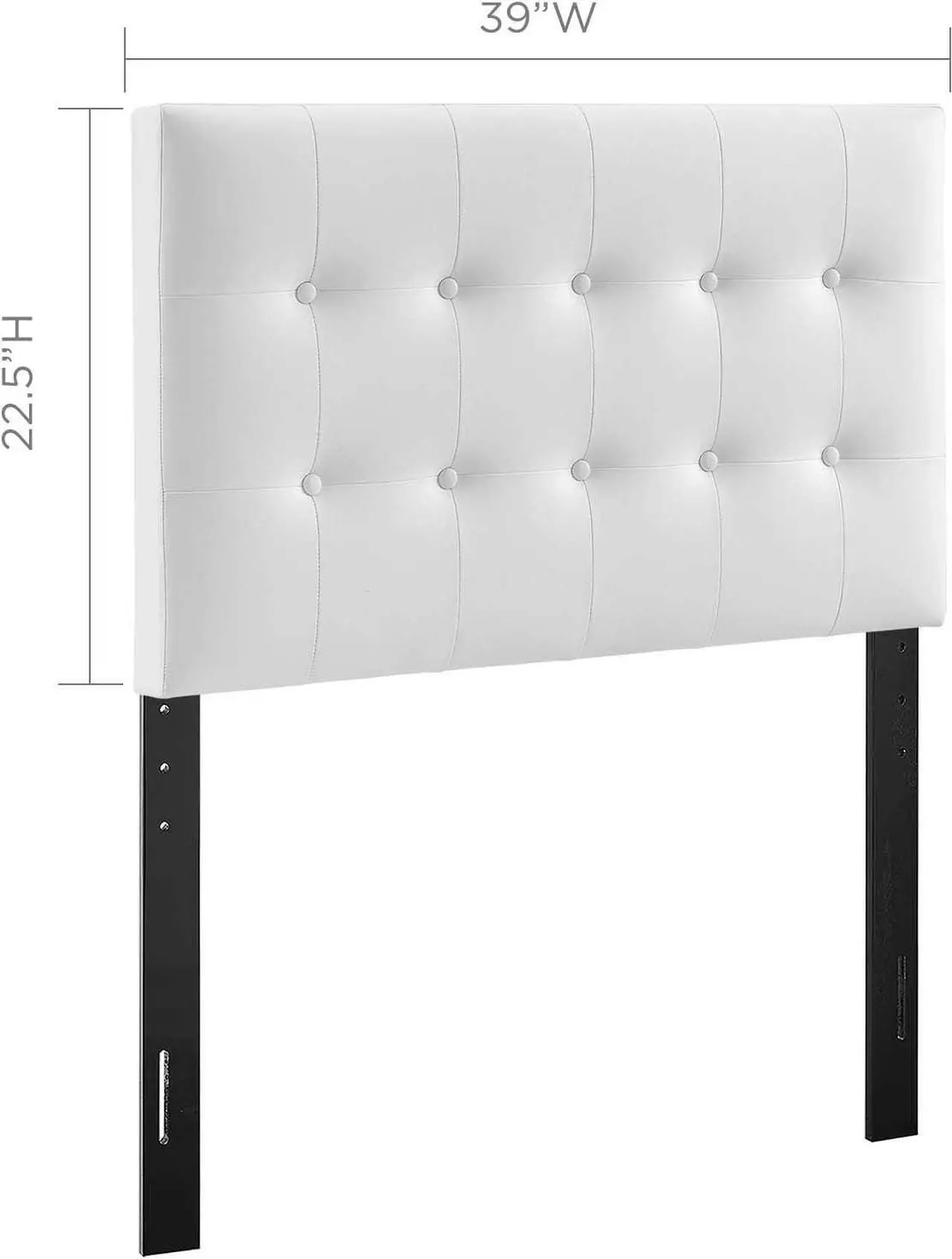 Alt view image 2 of 6 - Modway Emily Tufted Button Faux Leather Upholstered Twin Headboard in White