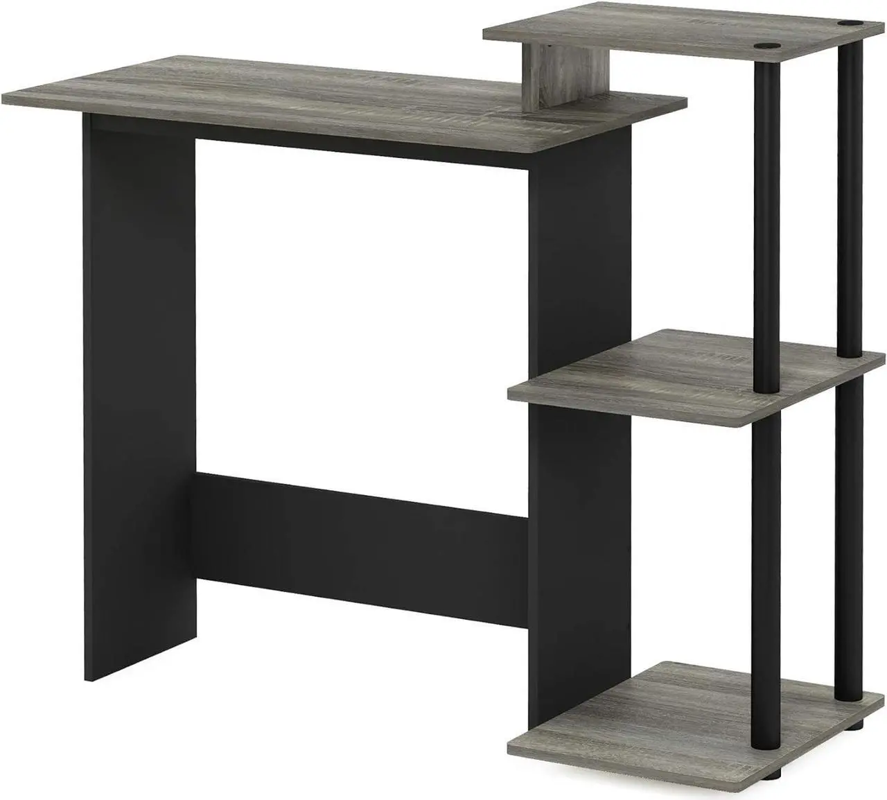 Main image of Furinno Efficient Home Laptop Notebook Computer Desk with Square Shelves, French Oak/Black