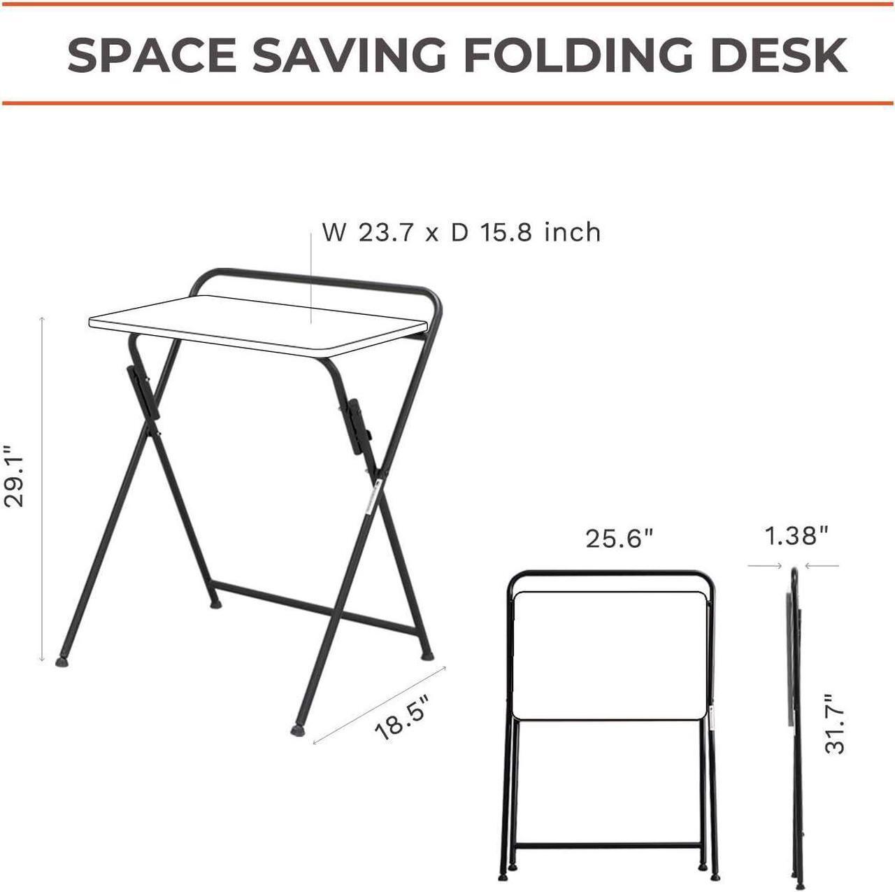 Alt view image 2 of 7 - SOFSYS Modern Folding Desk for Small Space, Computer Gaming, Writing, Student and Home Office Organization, Industrial Metal Frame with Premium Desktop Surfaces, Gray/White
