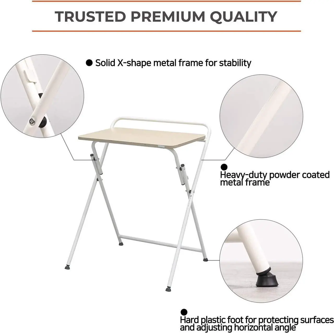 Alt view image 6 of 7 - SOFSYS Modern Folding Desk for Small Space, Computer Gaming, Writing, Student and Home Office Organization, Industrial Metal Frame with Premium Desktop Surfaces, Oak/White