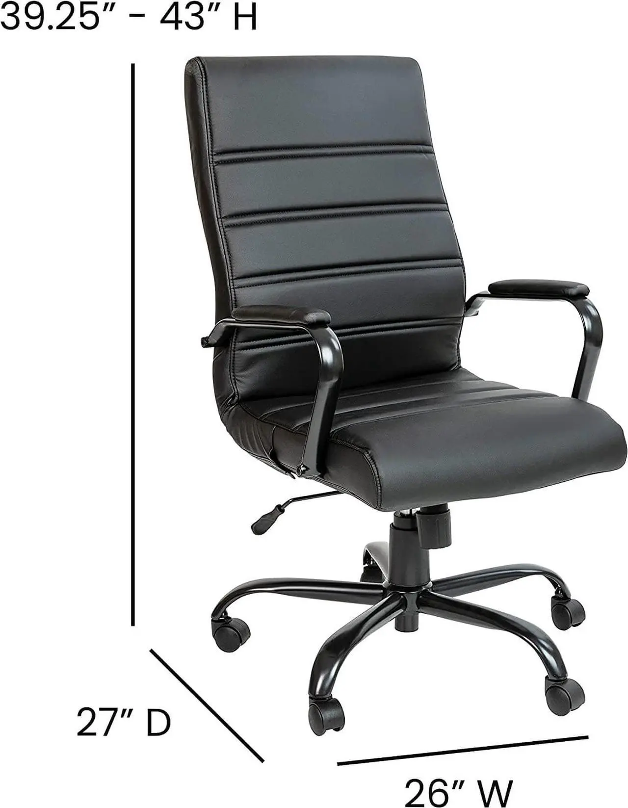 Alt view image 3 of 7 - Merrick Lane Milano Contemporary High-Back Black Faux Leather Home Office Chair with Padded Black Arms