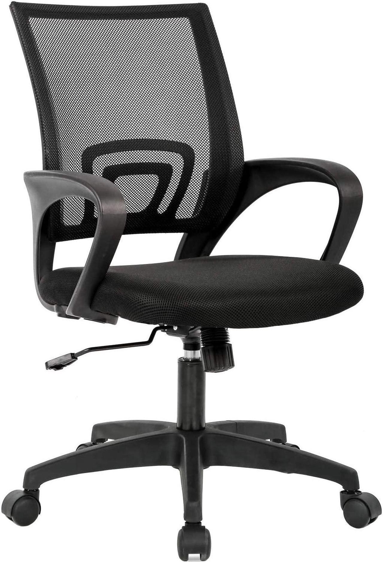 Home Office Chair Ergonomic Desk Chair Mesh Computer Chair with Lumbar Support Armrest Executive Rolling Swivel Adjustable Mid Back Task Chair for Women Adults, Black (Black)