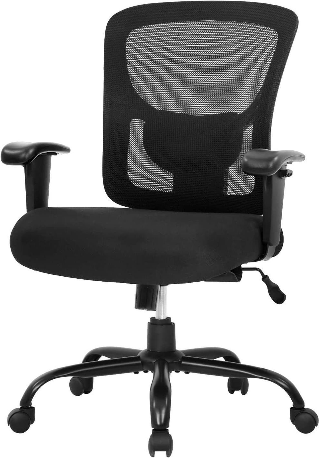 Big and Tall Office Chair, 400 lbs Ergonomic Mesh Desk Chair with Lumbar Support and Adjustable armrest Wide Seat Rolling Swivel Task Executive Chair for Home Office (Black)