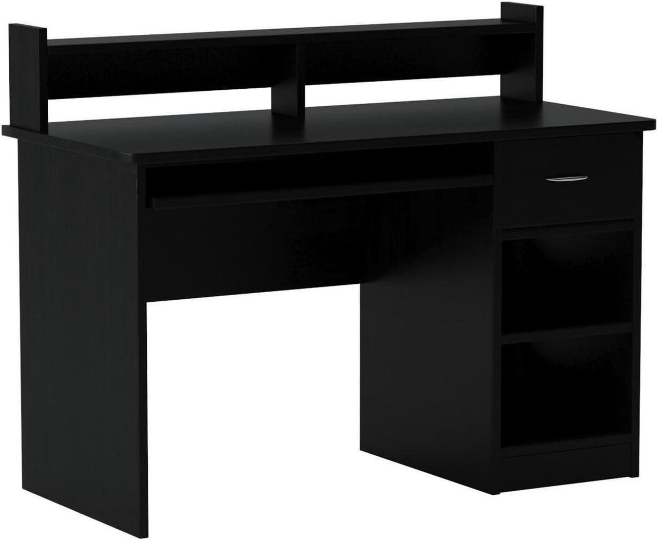 Main image of OneSpace Essential Computer Desk, Hutch with Pull-Out Keyboard, Black