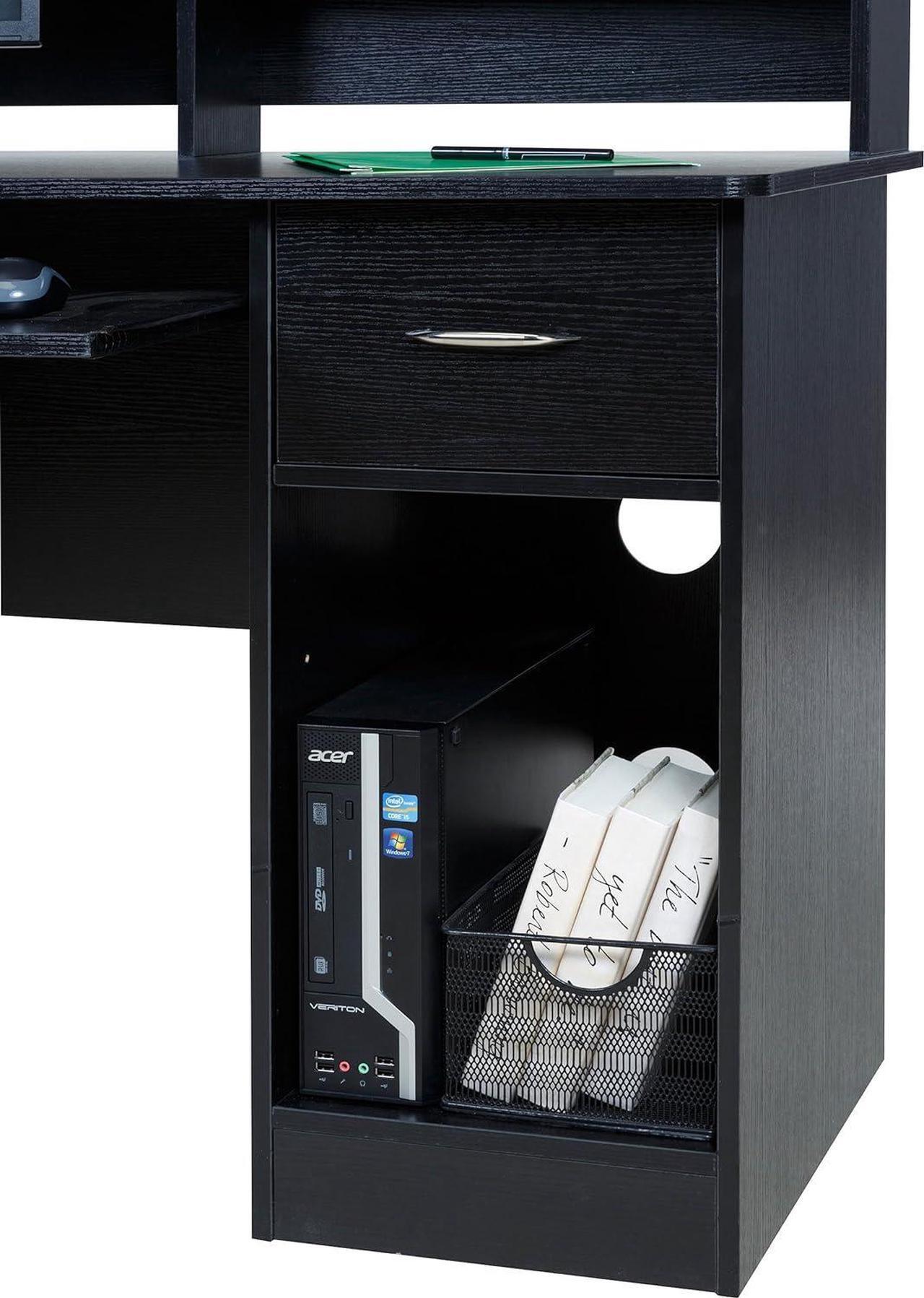 Alt view image 5 of 7 - OneSpace Essential Computer Desk, Hutch with Pull-Out Keyboard, Black