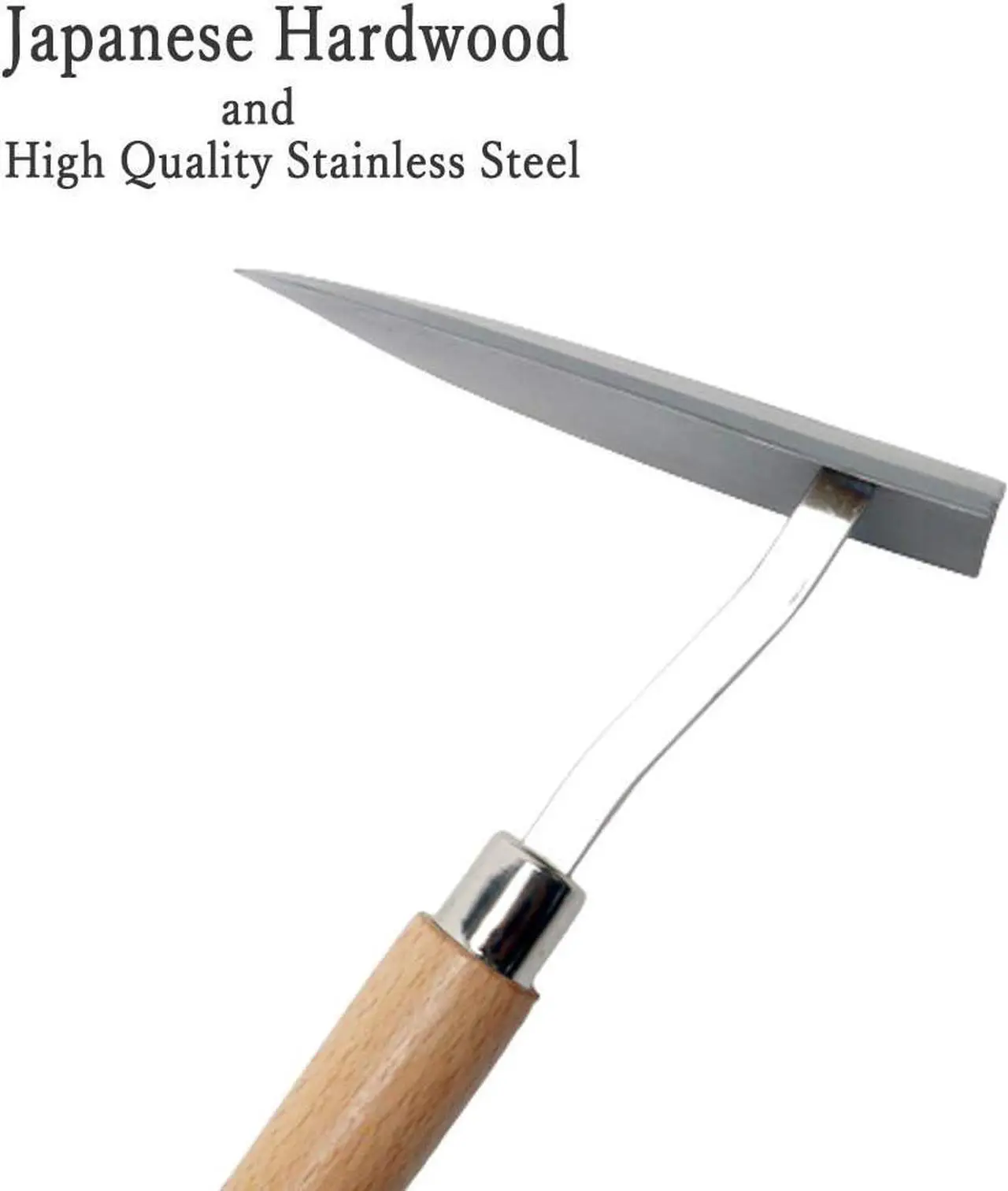 Alt view image 2 of 3 - Japanese Garden Landscaping Triangle Hoe with Stainless Steel Blade & Wood Handle Made in Japan Traditional Craftsmanship