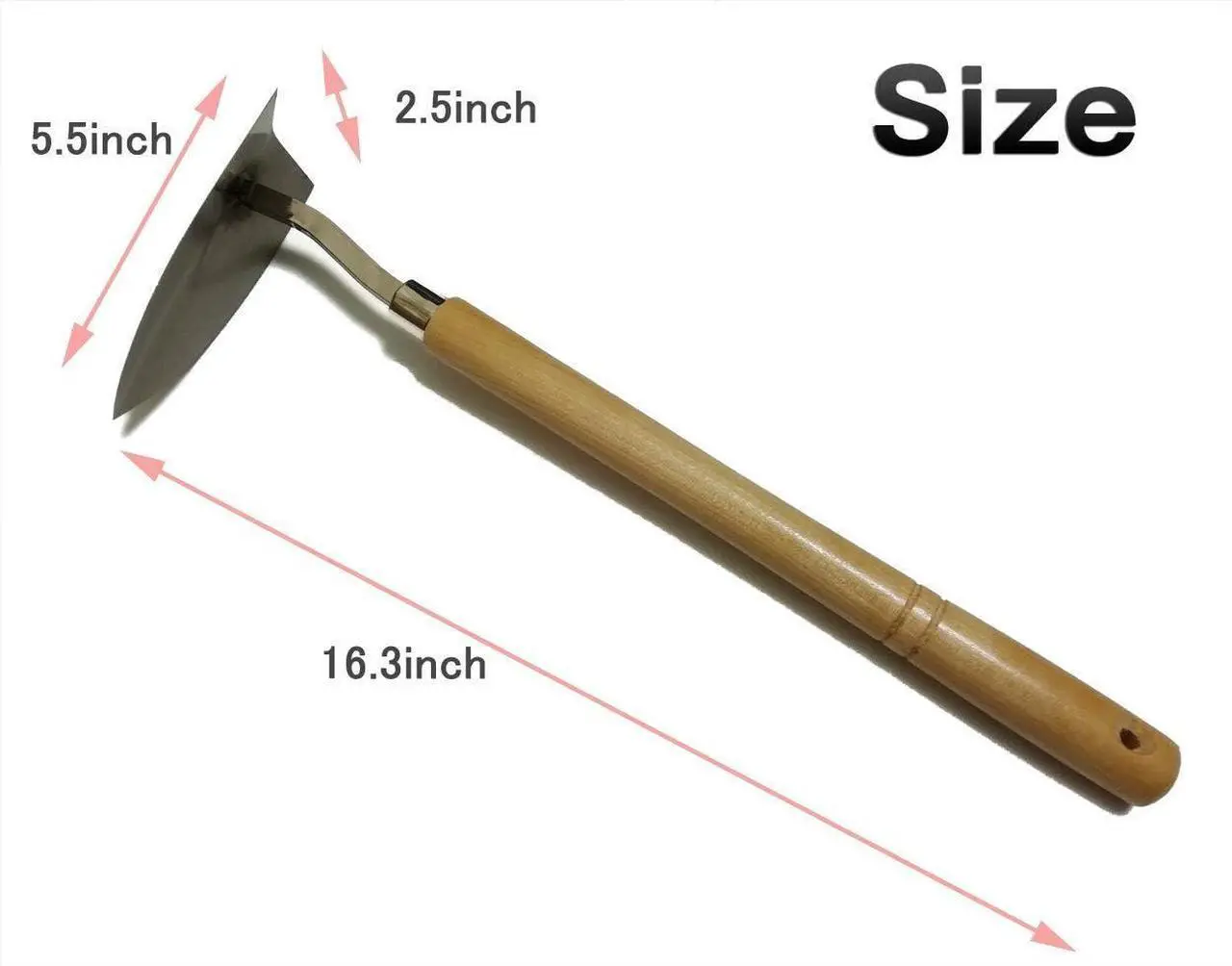 Alt view image 3 of 3 - Japanese Garden Landscaping Triangle Hoe with Stainless Steel Blade & Wood Handle Made in Japan Traditional Craftsmanship