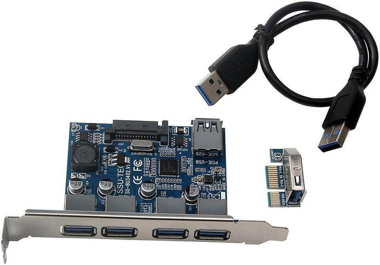Alt view image 5 of 5 - Four Ports USB 3.0 Super Fast 5Gbps PCI-E Expansion Card PCI Express Adapter Converter Card Power Supply Module For Desktop PC with Extension Cable
