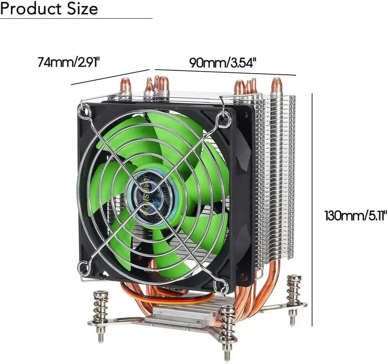 Alt view image 5 of 6 - 4 Heat Pipes CPU Cooler Fan Cooling Radiator 3 Pin 90cm Cooler Cooling Fan Heatsink for Intel LGA 775/1366/1150/1151/1155/115