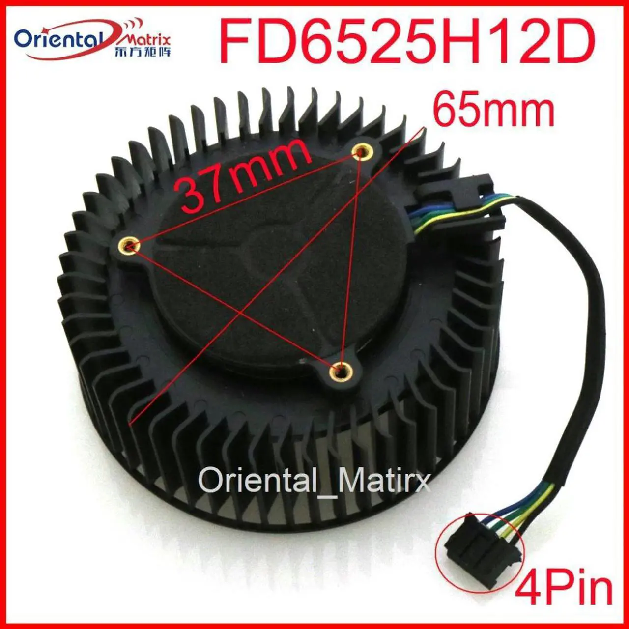 Main image of FD6525H12D 65mm 12V 1.3A 4 Pin Video Card Cooler Fan For AMD Radeon R9 270 270X Graphics Card Cooling Fan