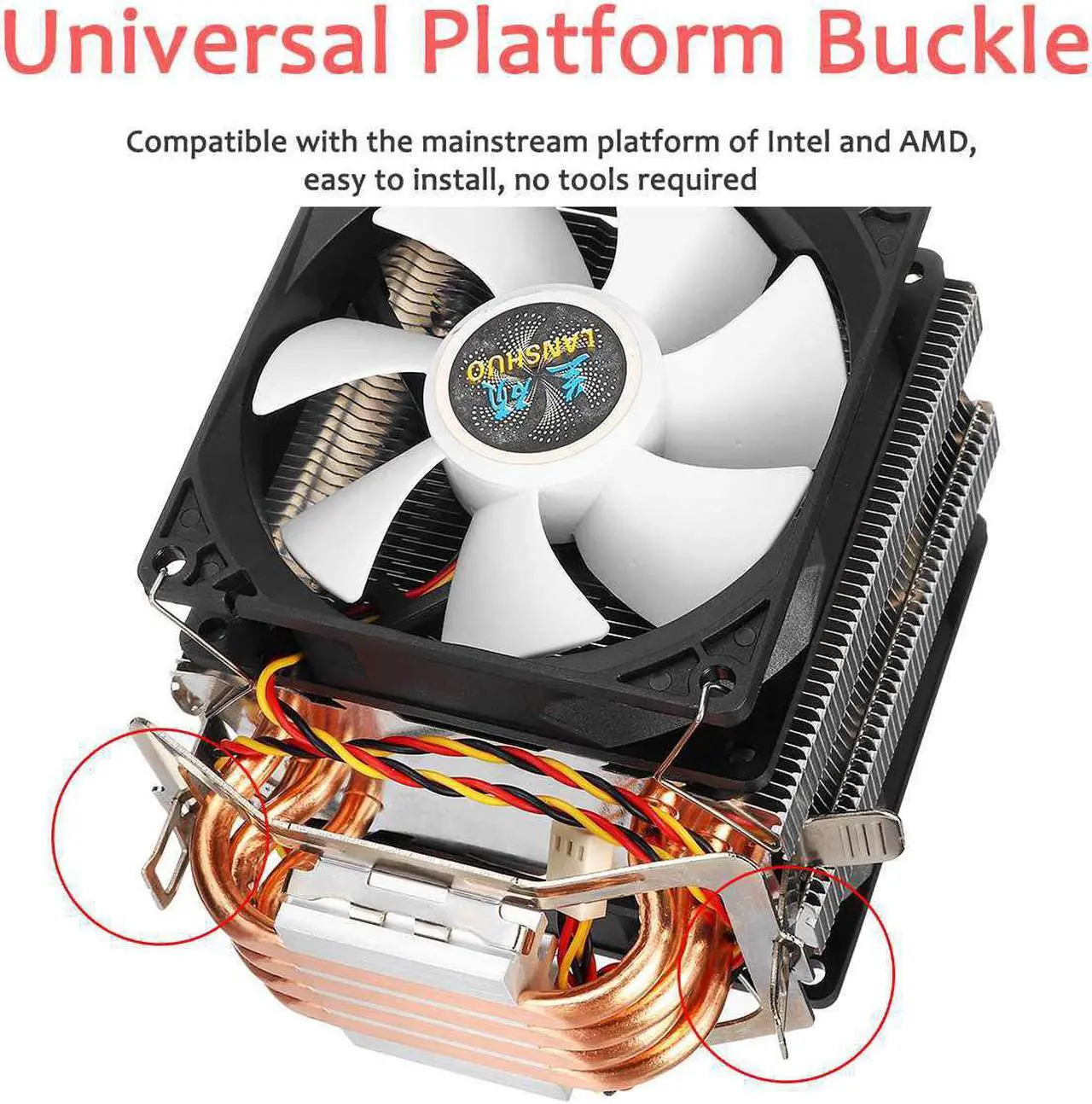 Alt view image 2 of 6 - 4 Copper Heatpipes CPU Cooler Cooling Fan Radiator Quiet Dual Fan Cooler Heatsink for Intel LGA 1150/1151/1155/1156/1366/775 AMD