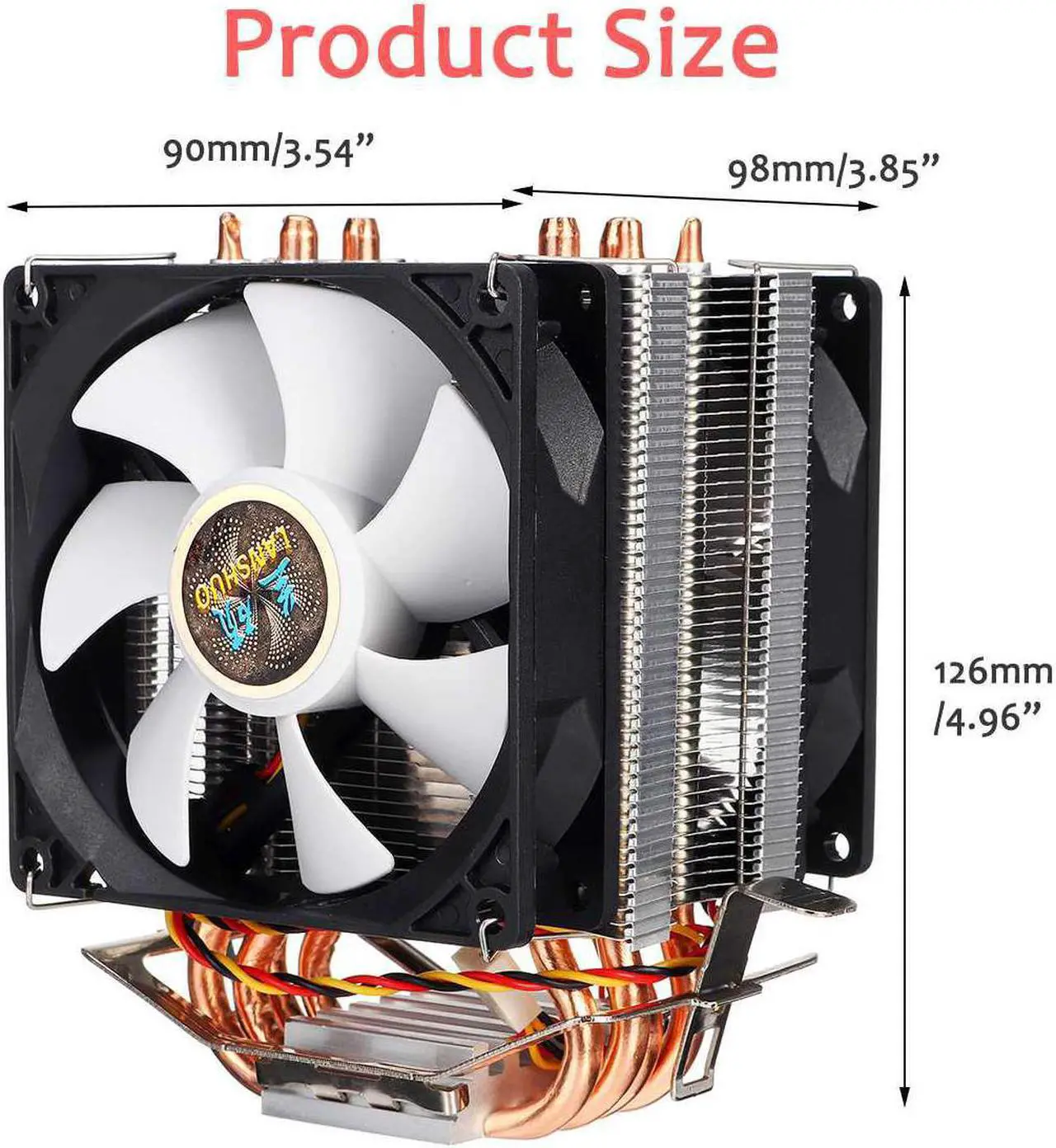 Alt view image 3 of 6 - 4 Copper Heatpipes CPU Cooler Cooling Fan Radiator Quiet Dual Fan Cooler Heatsink for Intel LGA 1150/1151/1155/1156/1366/775 AMD