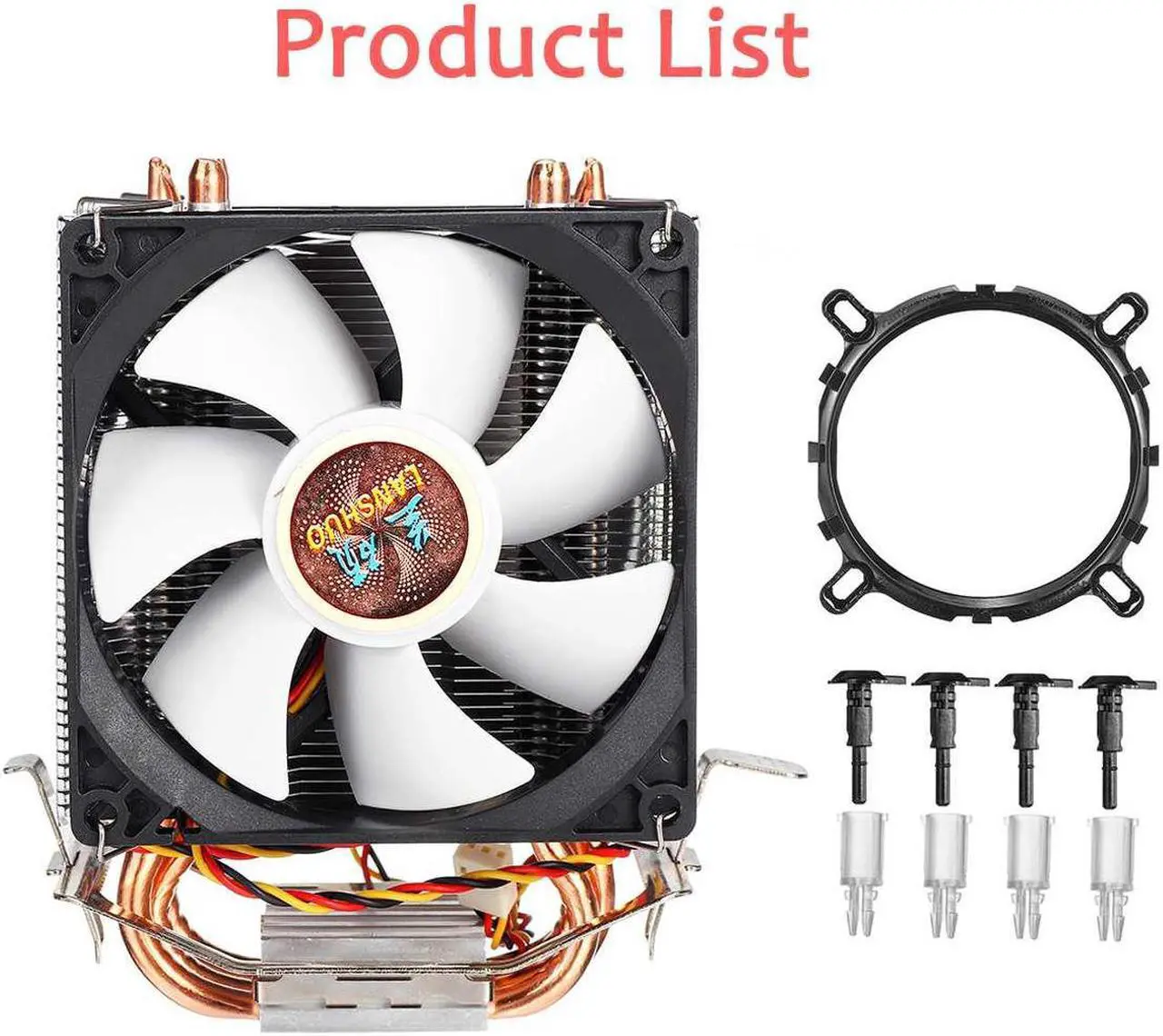 Alt view image 6 of 6 - 4 Copper Heatpipes CPU Cooler Cooling Fan Radiator Quiet Dual Fan Cooler Heatsink for Intel LGA 1150/1151/1155/1156/1366/775 AMD