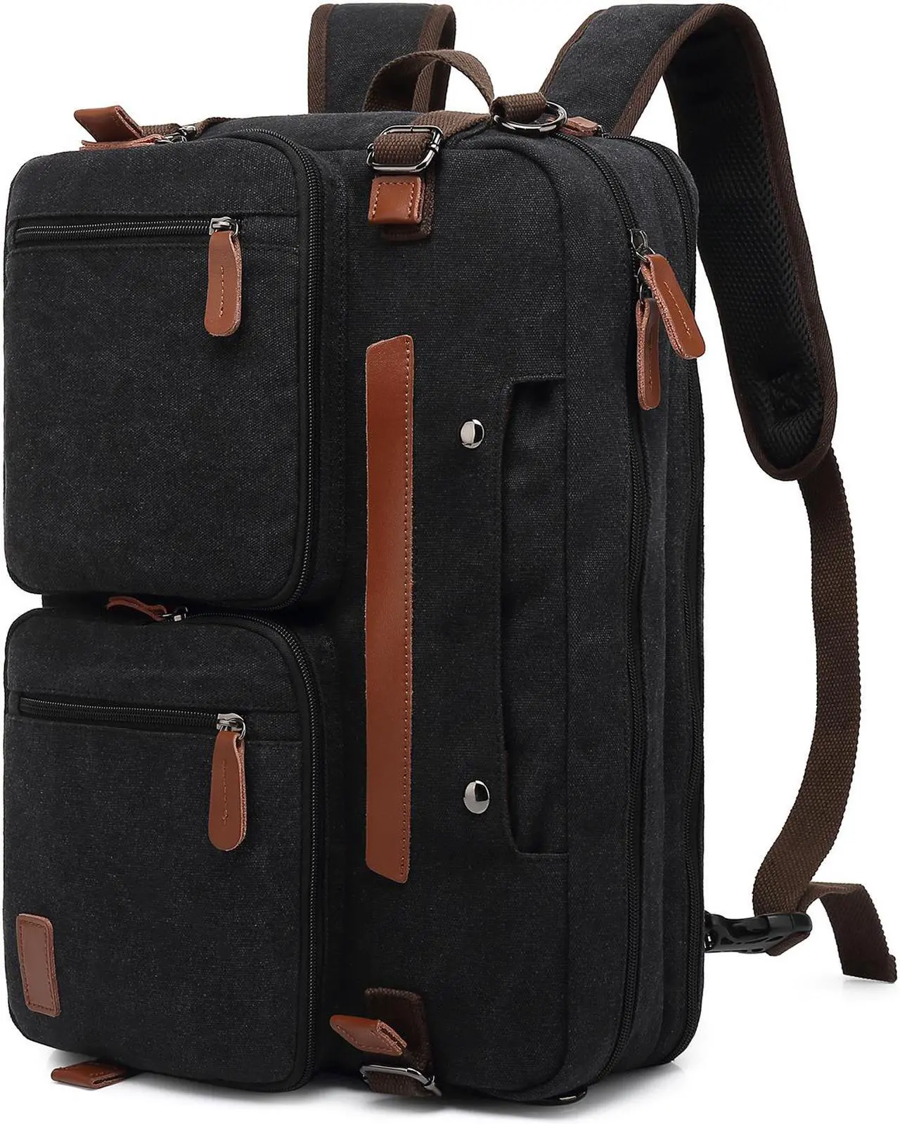 Main image of AUTENS Convertible Backpack Briefcase Messenger Bag 15.6 Inch Laptop Tablet Carrying Case Shoulder Bag Waterproof Back Pack Travel Rucksack Multi-Functional Handbag for Men Women (Canvas)