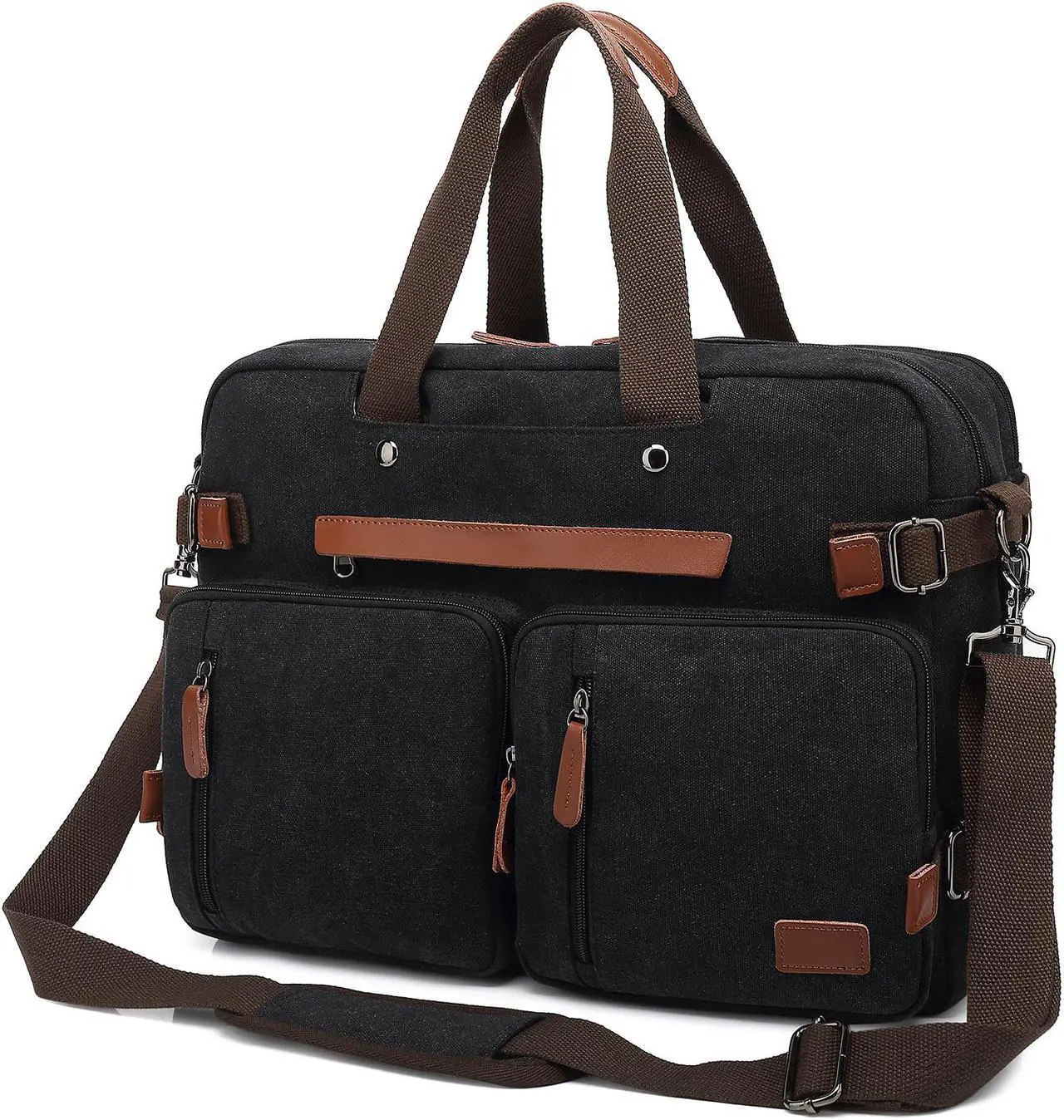 Alt view image 4 of 7 - AUTENS Convertible Backpack Briefcase Messenger Bag 15.6 Inch Laptop Tablet Carrying Case Shoulder Bag Waterproof Back Pack Travel Rucksack Multi-Functional Handbag for Men Women (Canvas)