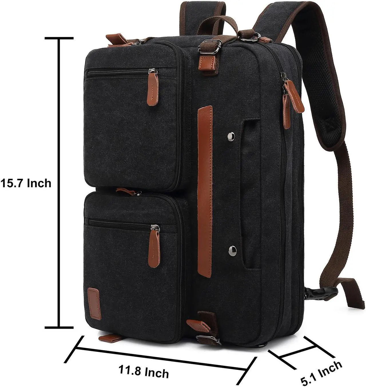 Alt view image 7 of 7 - AUTENS Convertible Backpack Briefcase Messenger Bag 15.6 Inch Laptop Tablet Carrying Case Shoulder Bag Waterproof Back Pack Travel Rucksack Multi-Functional Handbag for Men Women (Canvas)