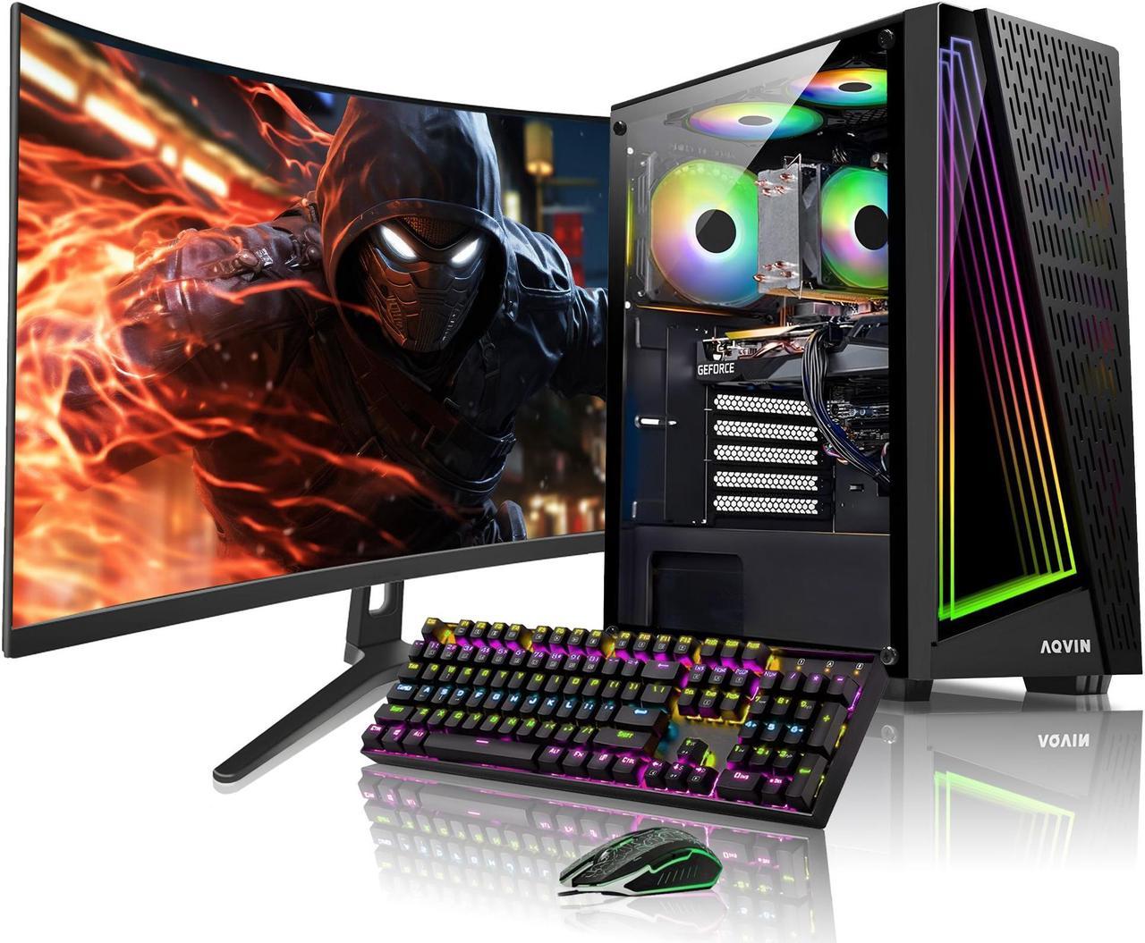 AQVIN AQ50 Gaming PC High-Performance Tower - Intel Core I7 CPU Up to 4.00 GHz / GTX 1660 Super 6GB GPU Card / 32GB DDR4 RAM / 1TB SSD (Fast Storage) / Windows 10 Pro / 27-Inch Curved Gaming Monitor