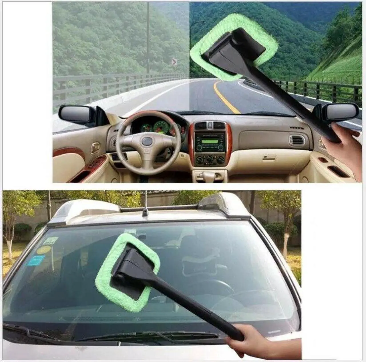 Main image of Microfiber Windshield Clean Car Auto Wiper Cleaner Glass Window Tool Brush Kit