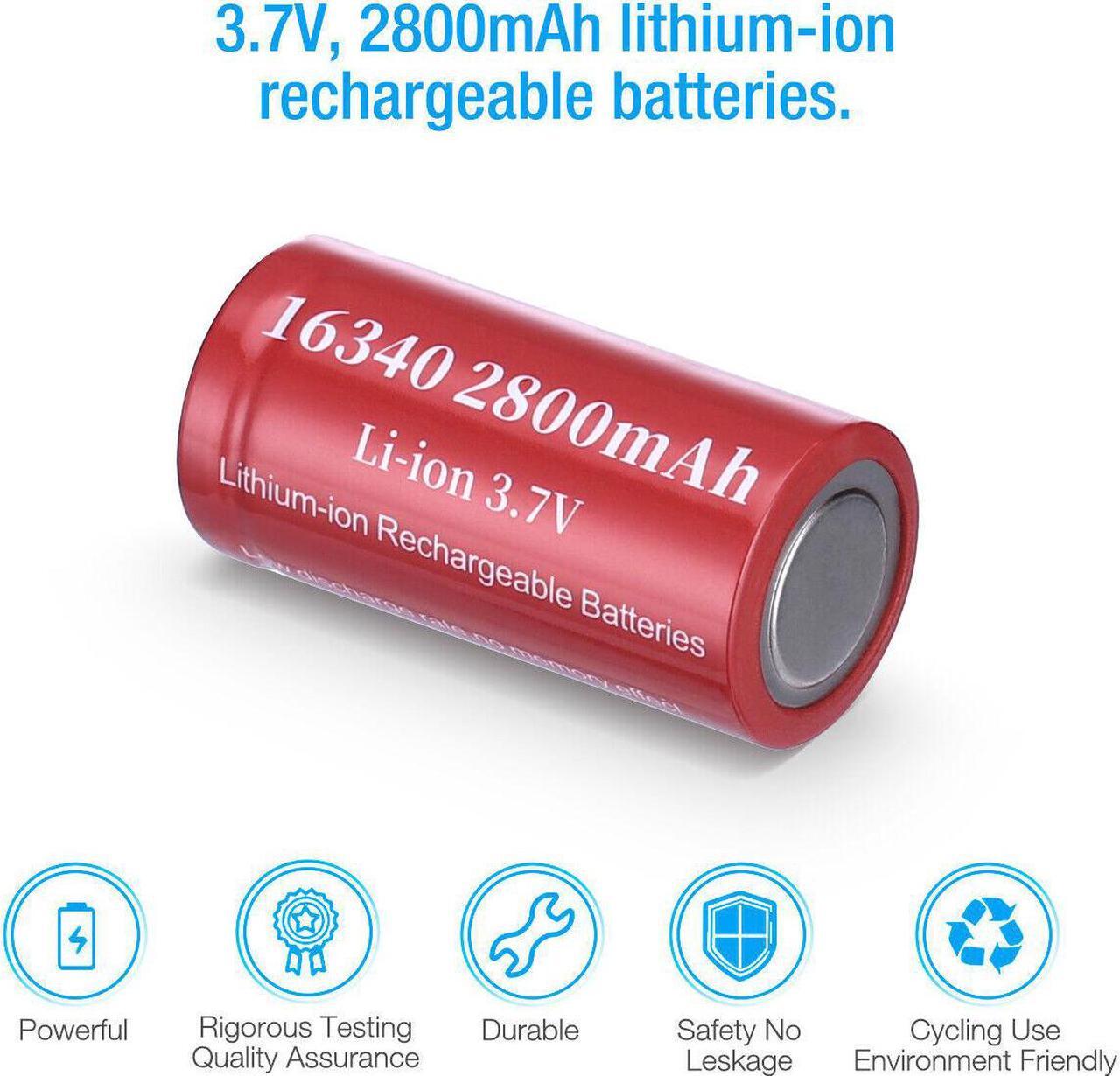 Alt view image 3 of 6 - 4PCS CR123A 2800mAh Rechargeable Batteries 16340 Battery 3.7V Li-ion + 1xCharger