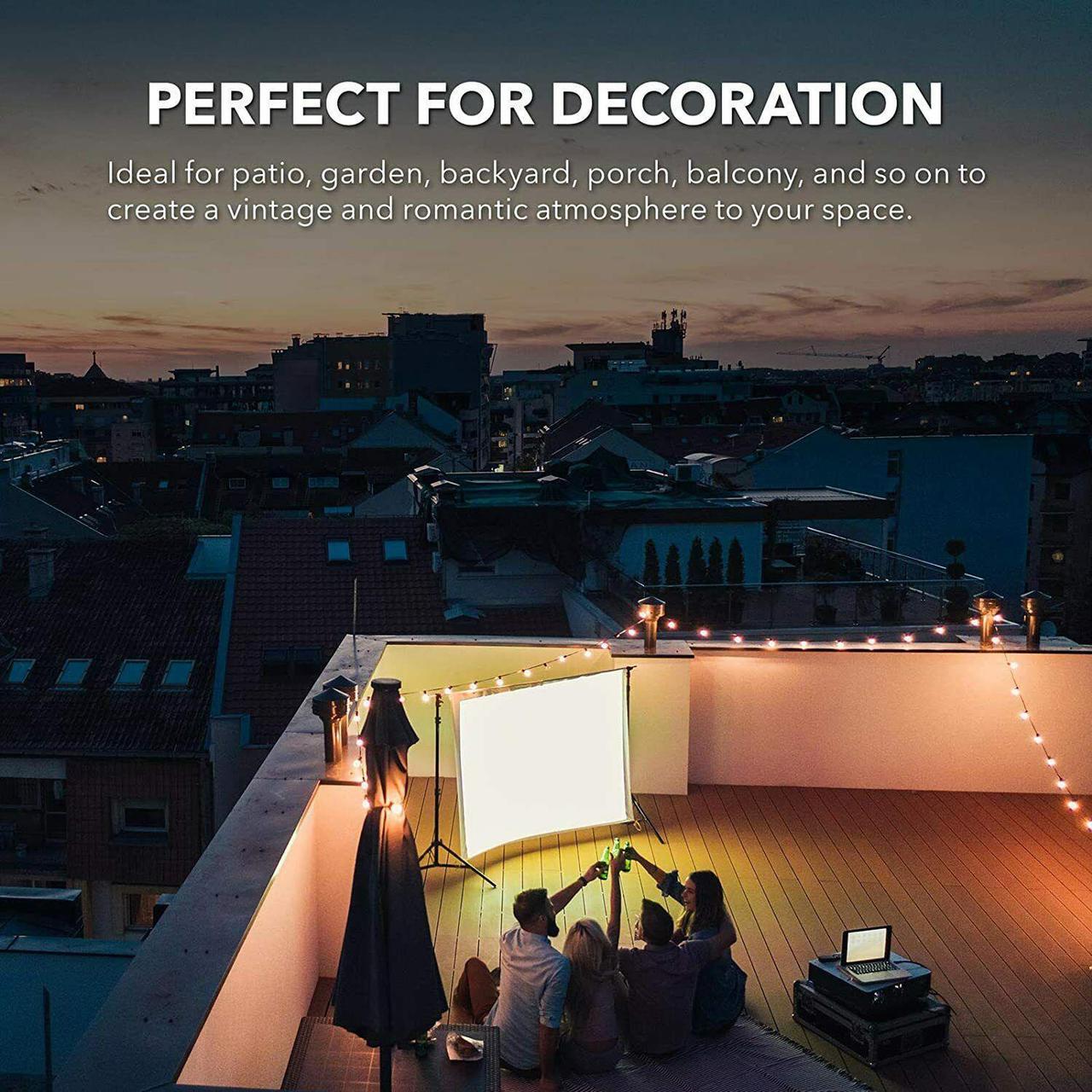 Alt view image 6 of 7 - Outdoor Incandescent String Light - 100 ft Warm White Incandescent Edison Bulbs