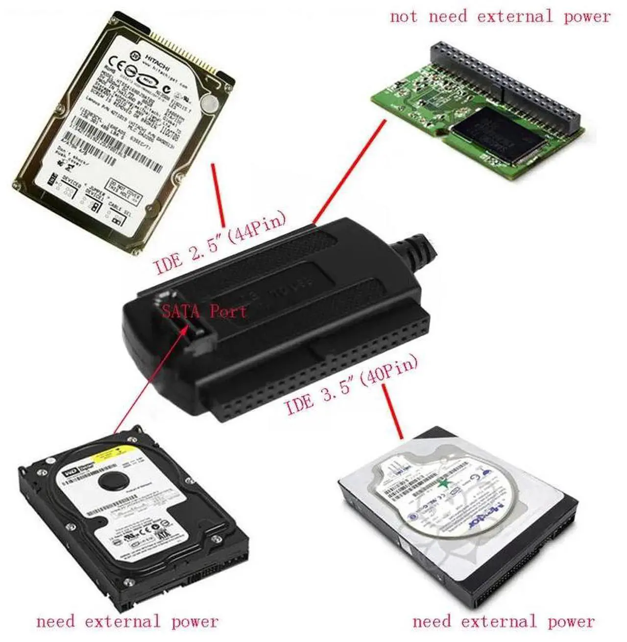 Alt view image 4 of 6 - USB 2.0 to IDE/SATA 2.5\" 3.5\" Hard Drive Disk HDD Converter Adapter Cable  L4MD