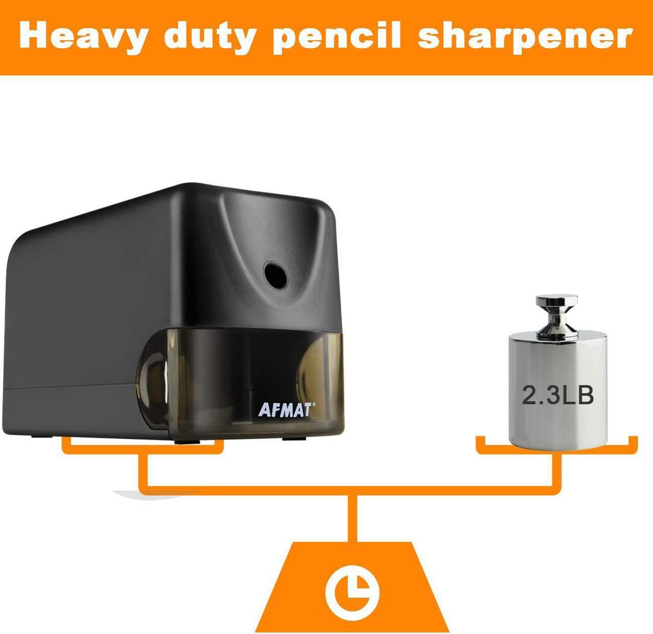 Main image of AFMAT Electric Pencil Sharpener Heavy Duty, Classroom Pencil Sharpener for 6.5-8mm No.2/Colored Pencils, UL Listed Professional Pencil Sharpener w/Stronger Helical Blade, Best School Pencil Sharpener