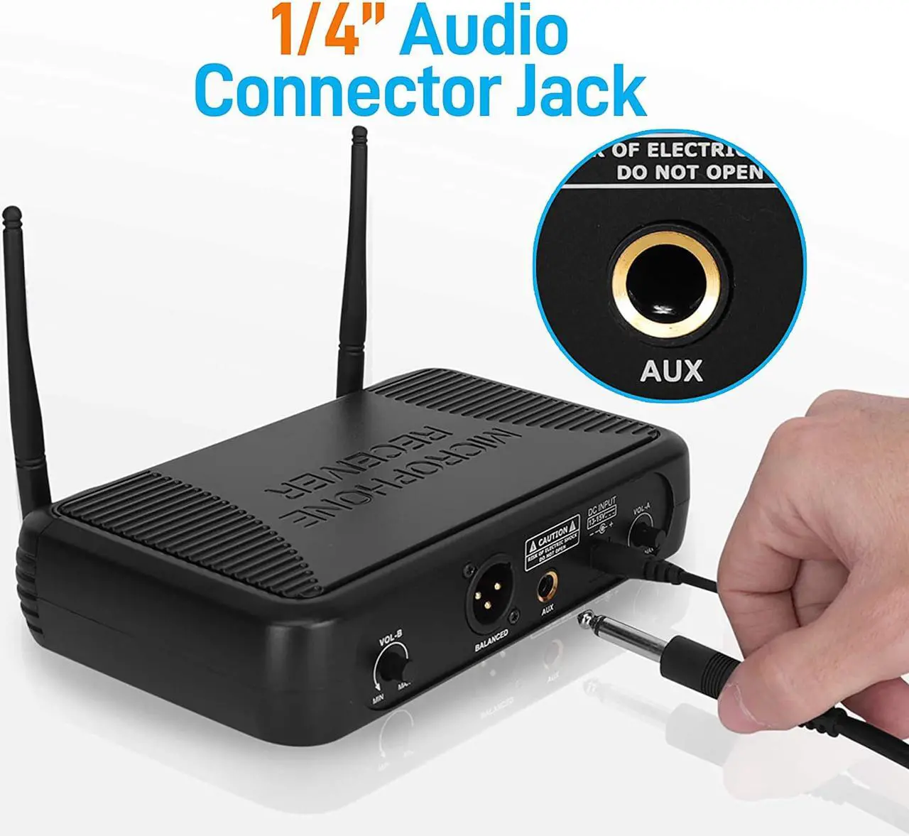 Alt view image 4 of 7 - Professional Wireless Microphone System - Dual UHF Band, Wireless, Handheld, 2 MICS With 8 Selectable Frequency Channels, Independent Volume Controls, AF & RF Signal Indicators - Pyle PDWM3375