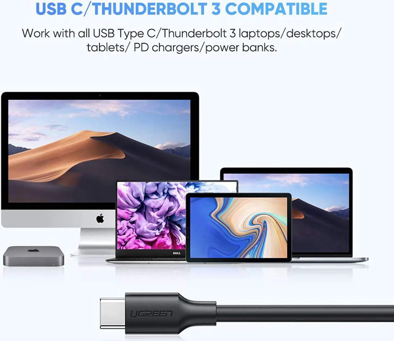 Alt view image 4 of 7 - UGREEN USB-C to USB 3.0 Micro B Cable, Fast Charging and Sync Data Transfer Cord Compatible with Samsung Galaxy S5 Note 3, Seagate, WD, Toshiba, External Hard Drive, Camera 3 Feet