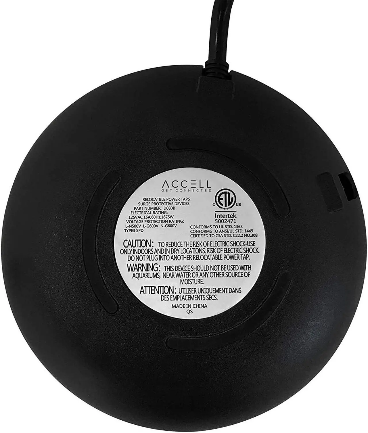 Alt view image 3 of 5 - Accell D080B-048B Power Air 1080J Surge Protector with 2 USB-A, 6 ft, Retail box, black