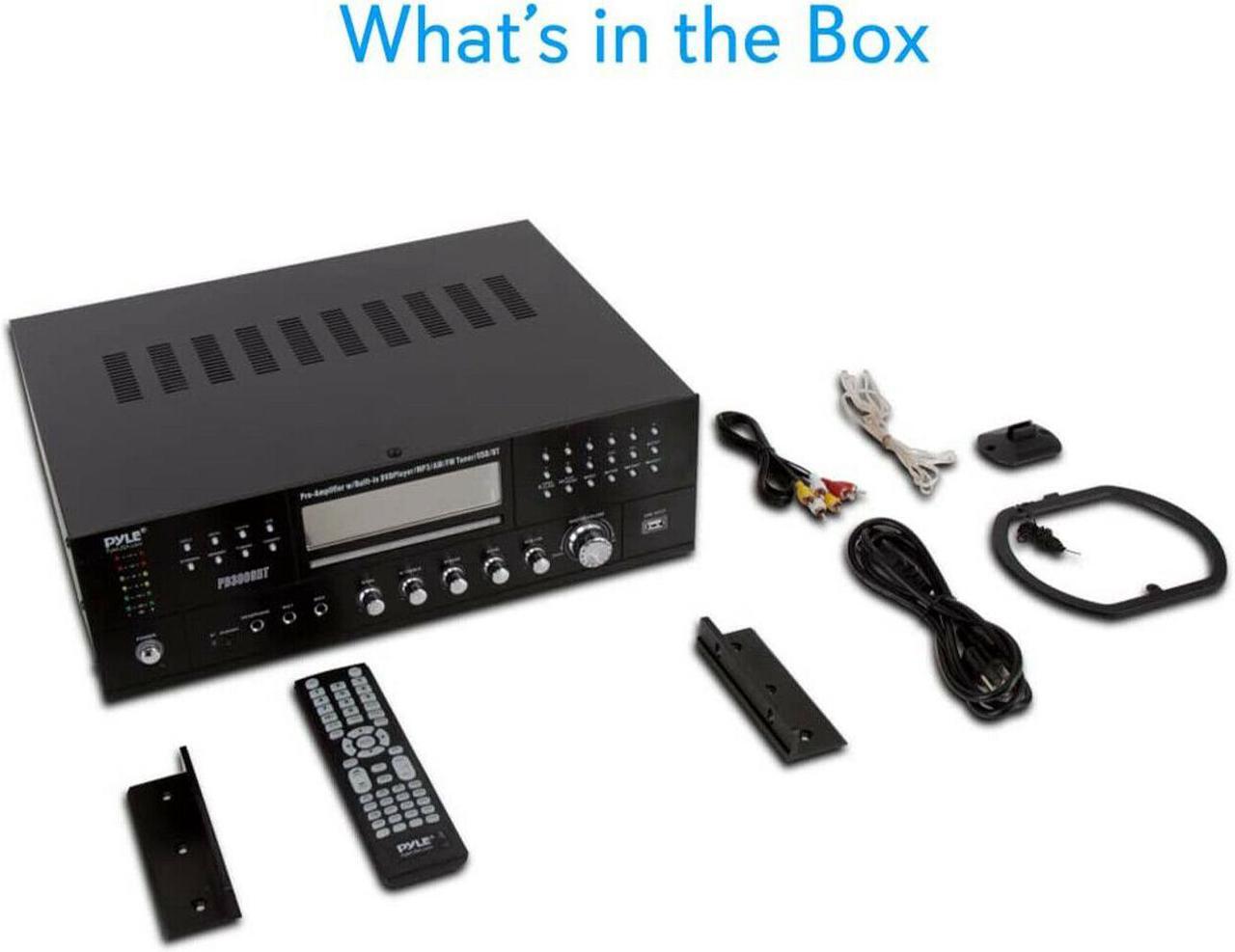 Alt view image 14 of 14 - 4-Channel Home Theater Bluetooth Preamplifier - 3000 Watt Stereo Speaker Home Audio Receiver Preamp w/ Radio, USB, 2 Microphone w/ Echo for Karaoke, CD DVD Player, LCD, Rack Mount - Pyle PD3000BT