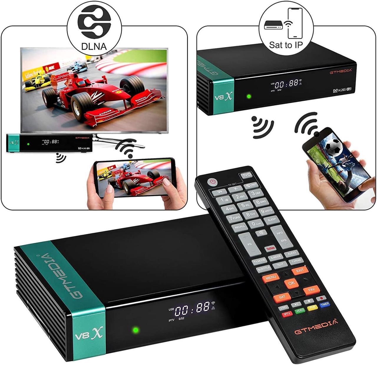Alt view image 4 of 7 - GTMEDIA V8X HD DVB-S/S2/S2X FTA Digital Satellite Receiver, Free to Air Built-in 2.4G WiFi TV Sat Decoder Supports Intelsat 901 at 27.5°W BBC Channel