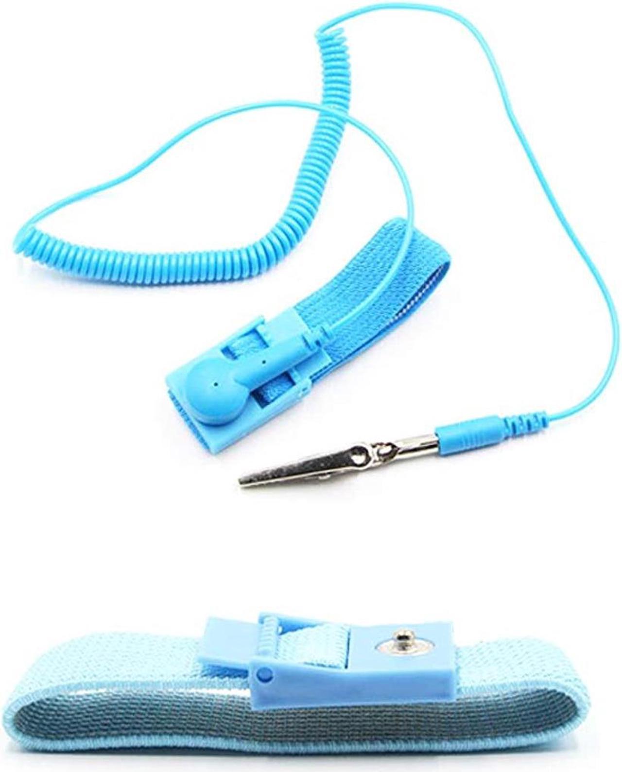 Anti Static Wrist Strap Band with Grounding Wire, Strap Anti Shock Wristband Bracelet with Grounding Wire, Alligator Clip, Extendable Long Cord and Anti Static Bracelet,Antistatic Band Ant(Blue)