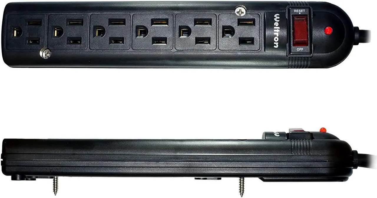 Alt view image 2 of 7 - Weltron - Mountable Surge Protector 6 ft. (WSP-600PLF-6BK)