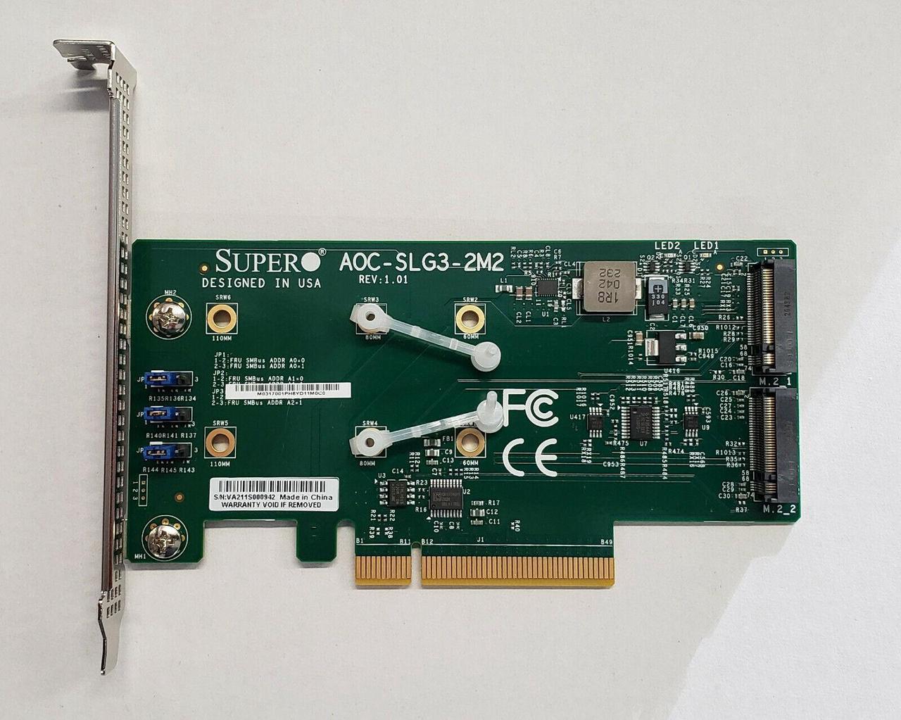 Alt view image 10 of 14 - Supermicro AOC-SLG3-2M2 PCIe Add-On Card for up to two NVMe SSDs - Bulk
