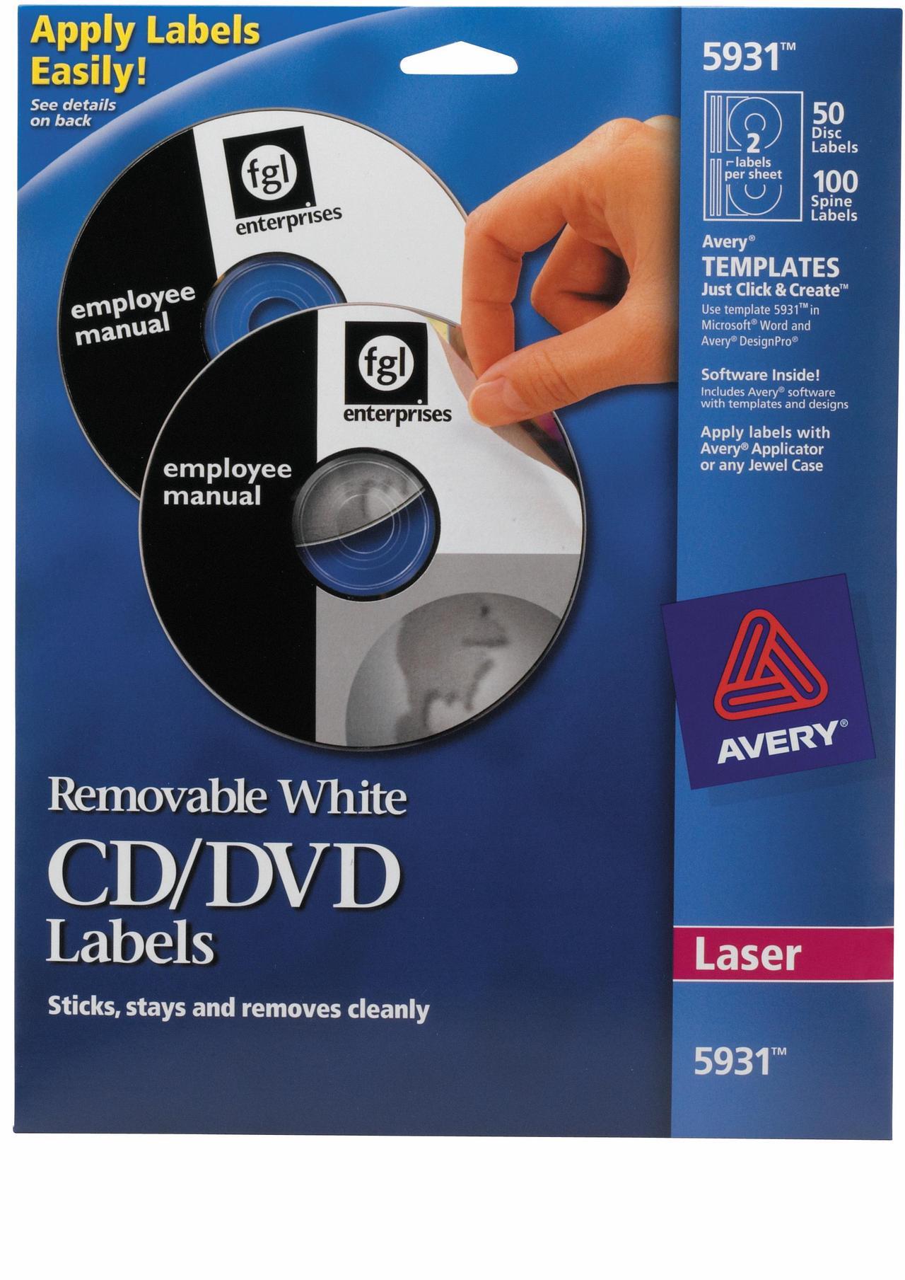 Alt view image 13 of 19 - AVERY 5931 Matte White Removable CD Labels for Laser Printers