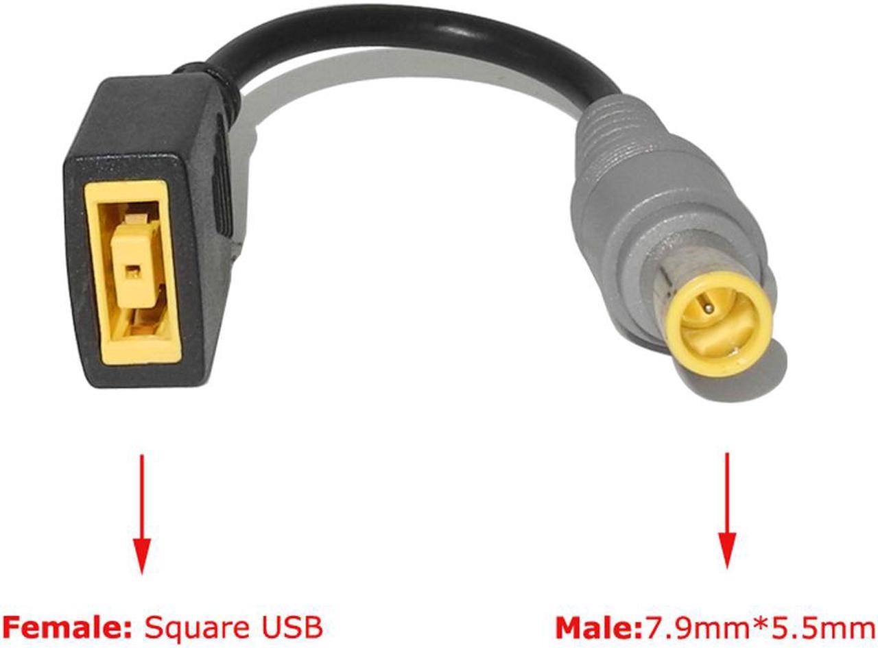 Dongle Adapter Slim Square USB Plug to 7.9x5.5mm Laptop Adapter Tip Connector Converter for Lenovo Thinkpad Laptop DC JACK Charger Converter DC Cable Adapter