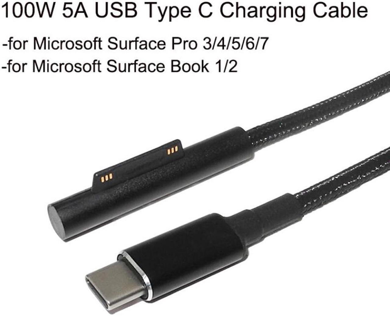 100W USB Type C 5A PD Power Supply Charger Adapter Charging Cable for Microsoft Surface Pro 7/6/5/4/3/GO/BOOK Laptop 1/2