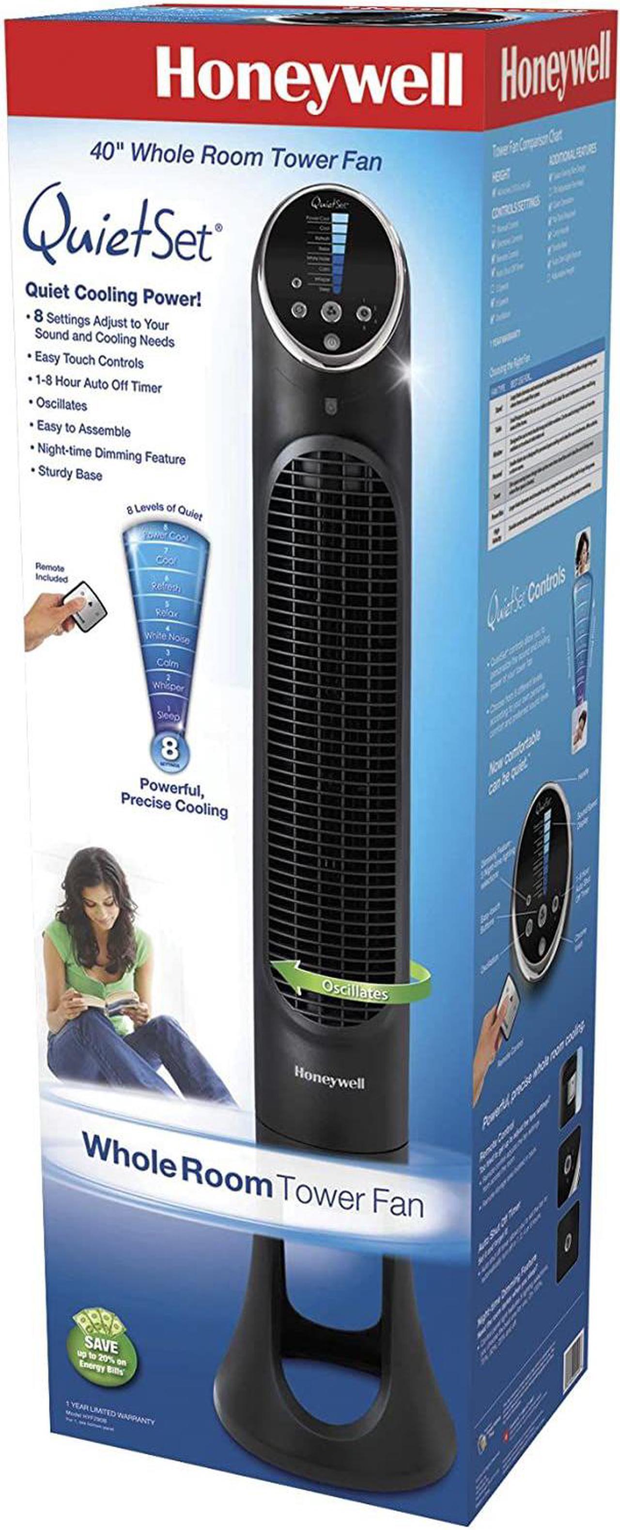 Alt view image 3 of 20 - Honeywell QuietSet 8-Speed Whole-Room Tower Fan 10W x 40H Black HYF290B
