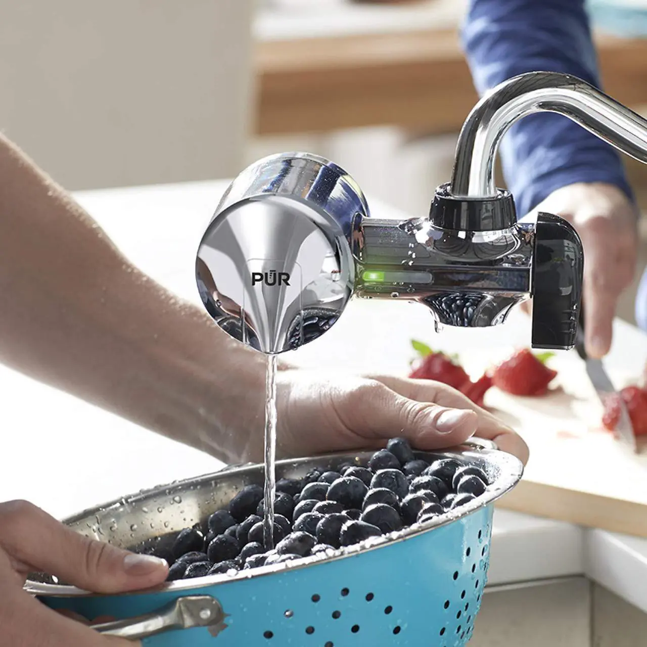 Alt view image 7 of 13 - PUR PFM400H Advanced Chrome Horizontal Water Filtration Faucet Mount with 1 Mineral Clear Filter,100 gal